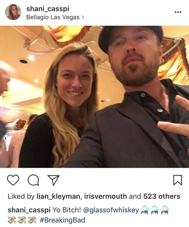 סלפי זריז עם ג'סי פינקמן מ'שובר שורות' (אינסטגרם)