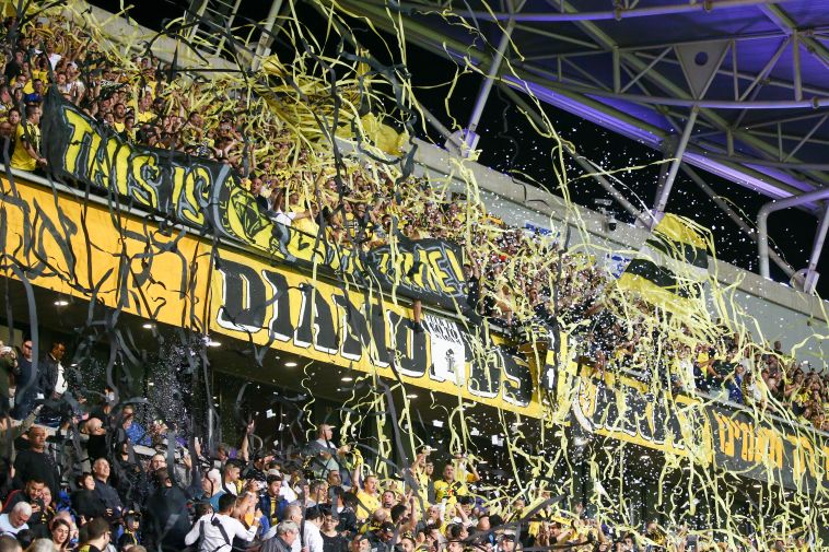 אוהדי נתניה שוב צובעים את האצטדיון בצהוב (דני מרון)