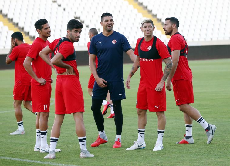 שחקני הפועל באר שבע באימון. 