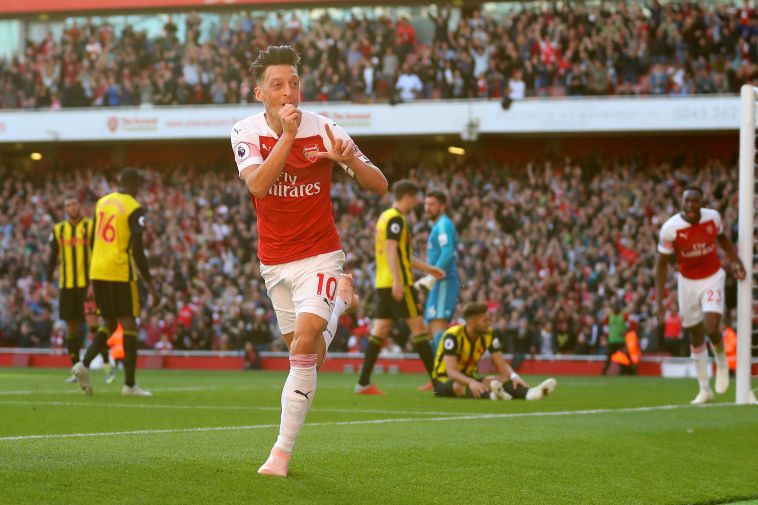 אוזיל חוגג. כשהוא בתקופה טובה, ארסנל בתקופה טובה (Gettyimages)