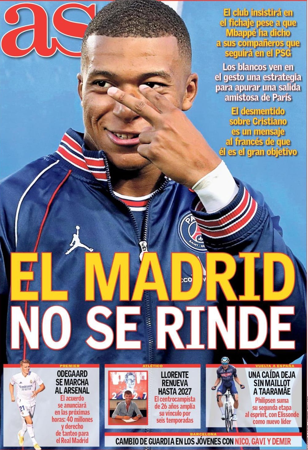 קיליאן אמבפה על שער העיתון "אס"