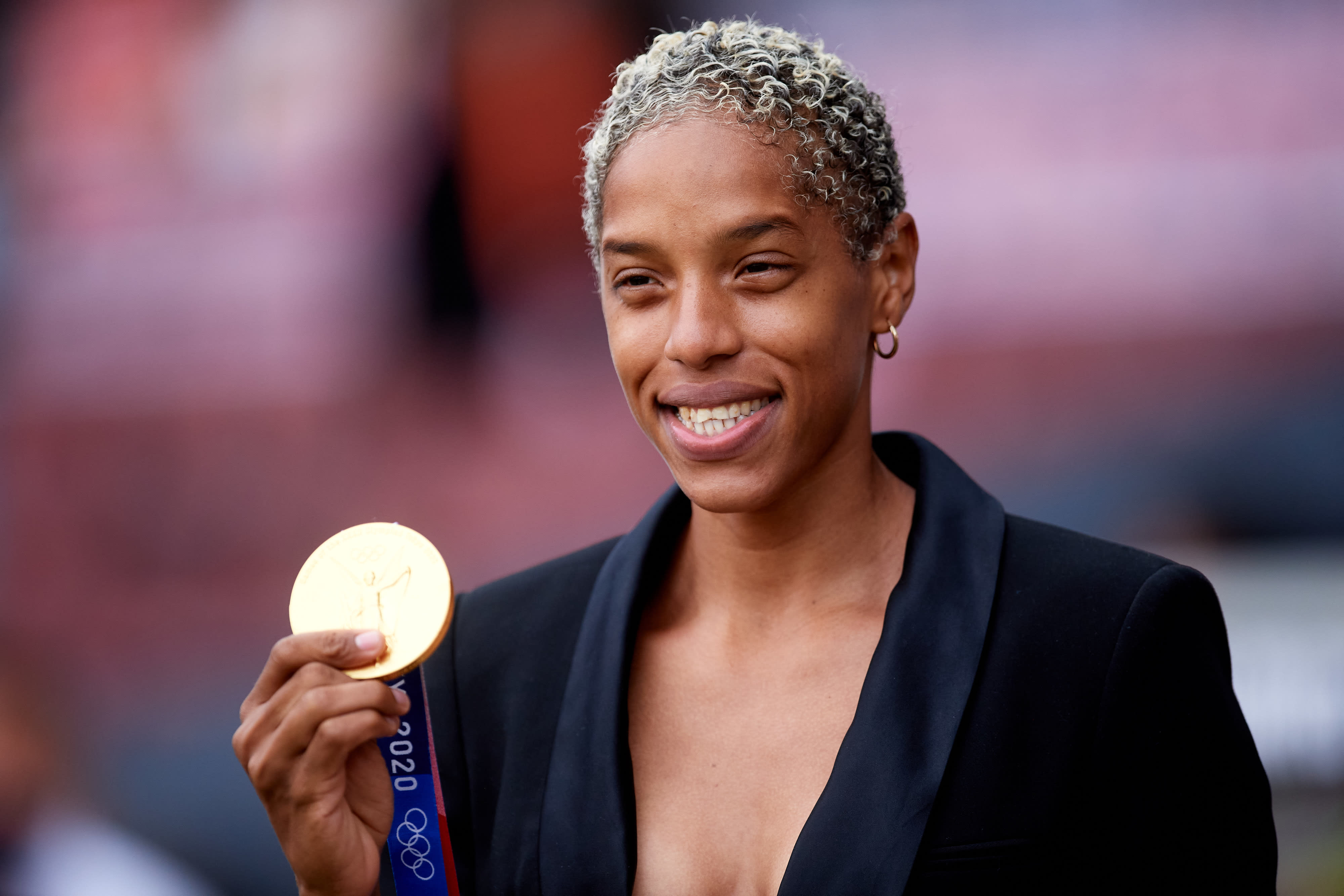 יולימאר רוחאס קופצת משולשת ונצואלנית במשחק בין ברצלונה לבין חטאפה