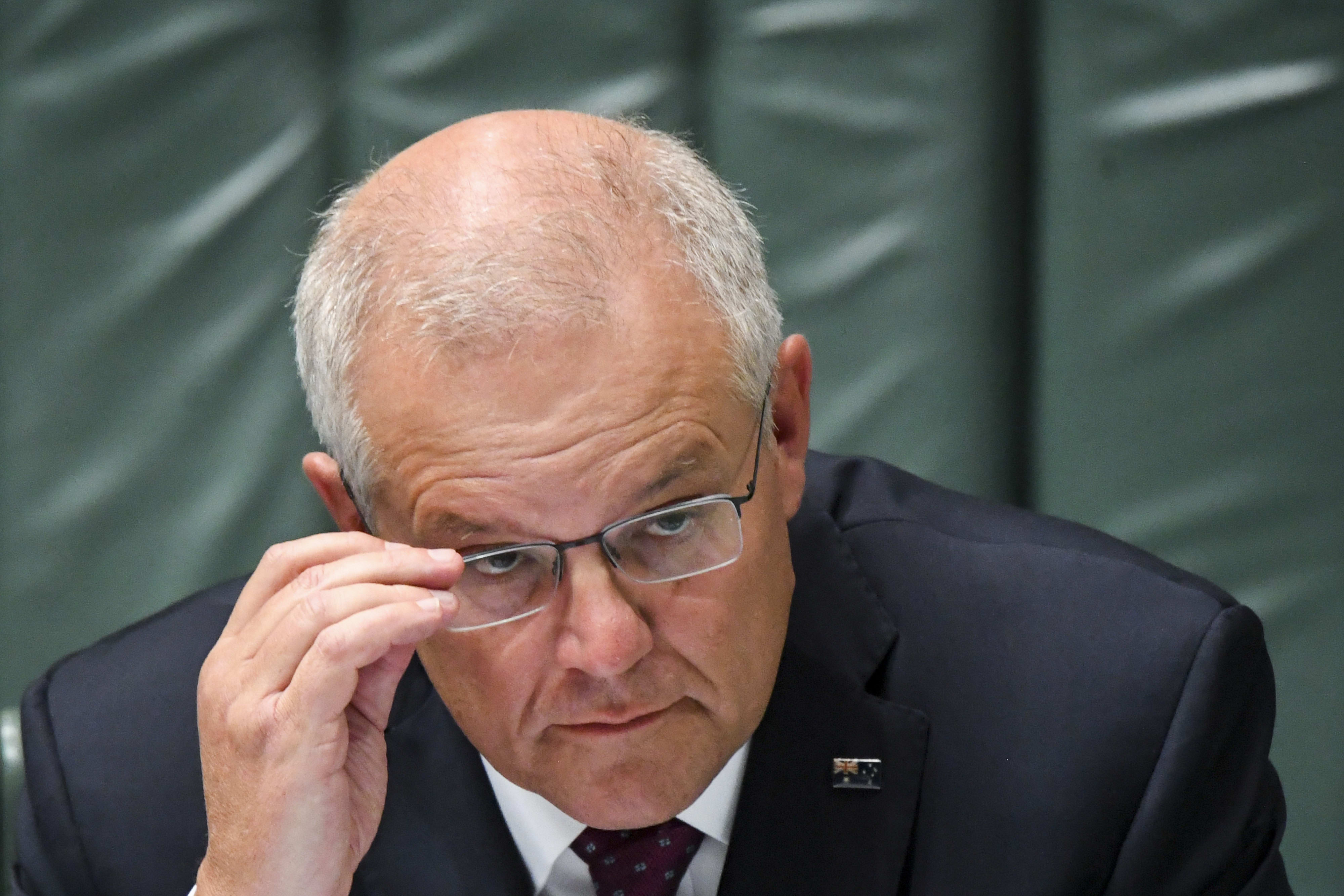 ראש ממשלת אוסטרליה סקוט מוריסון בפרלמנט, 16 בפברואר 2021