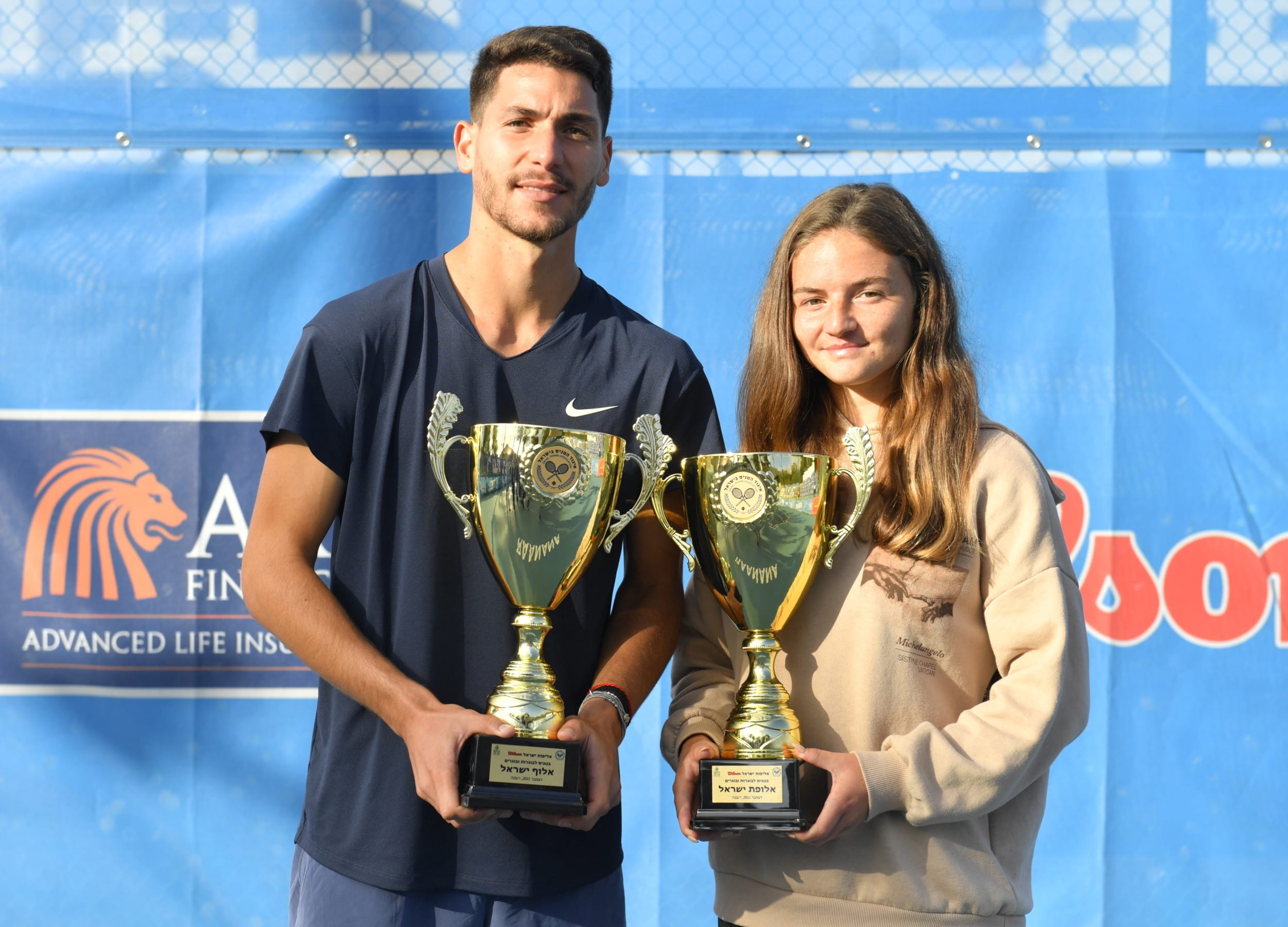 ניקול חירין עם ישי עוליאל, אלופי ישראל בטניס