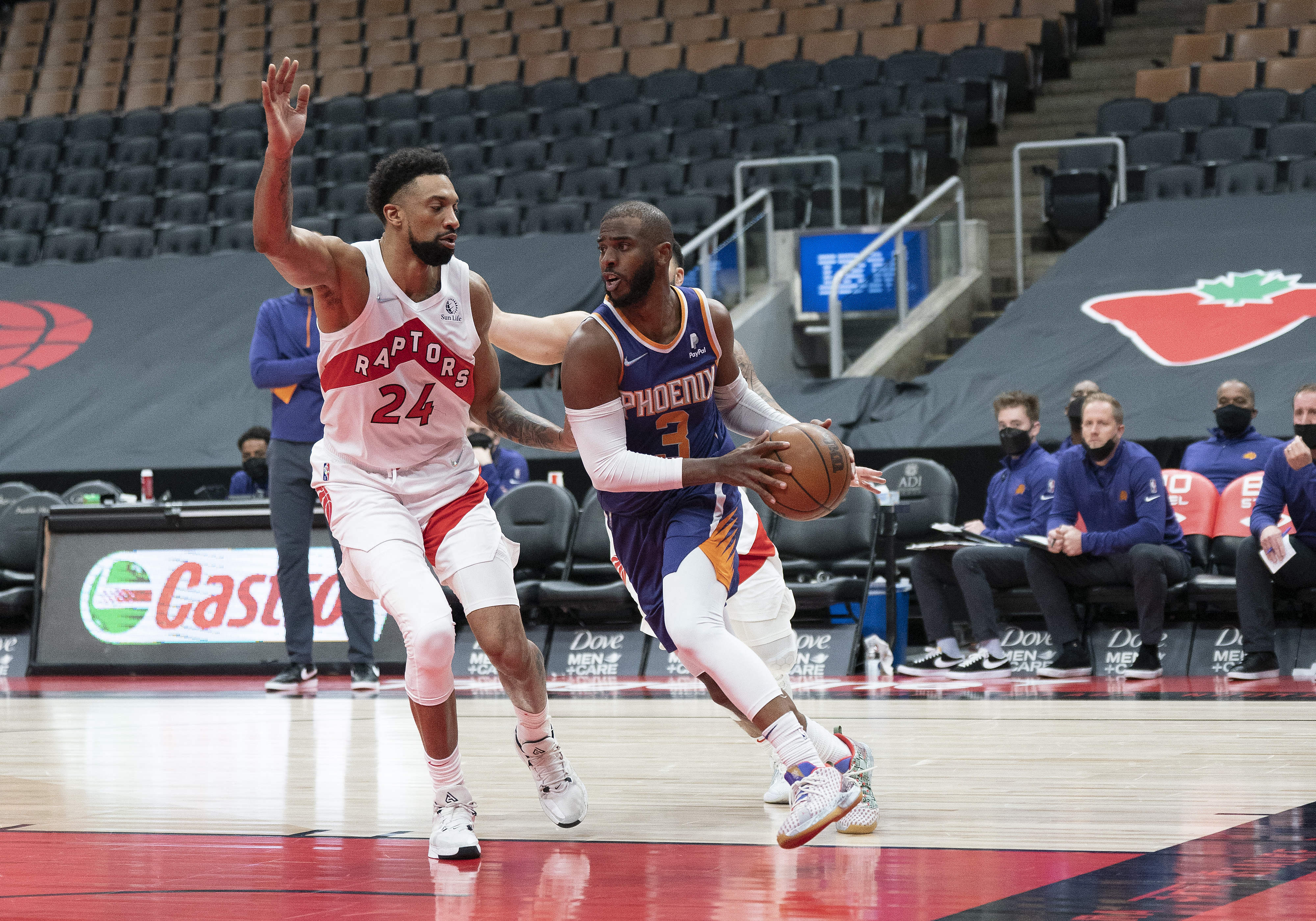 כריס פול, פיניקס סאנס, מול קם בירץ', טורונטו ראפטורס