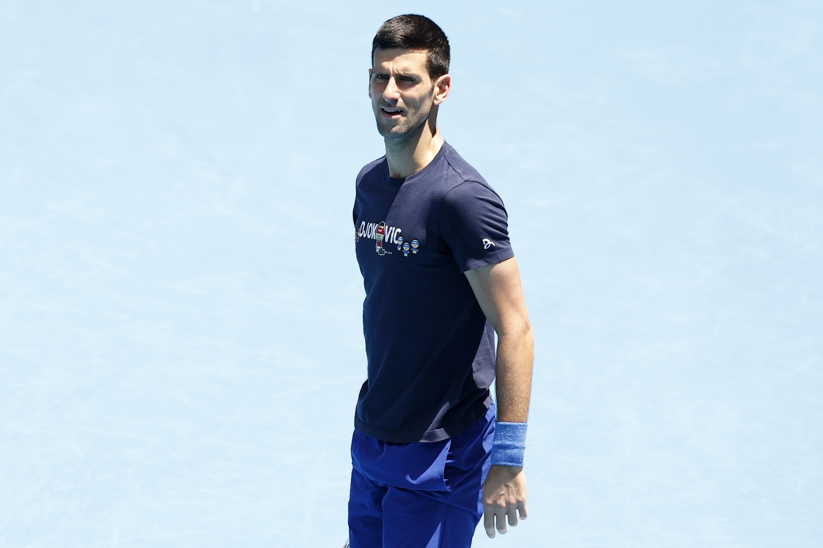 Novak Djokovic is training at the Broad Labor Arena ahead of the Australian Championships