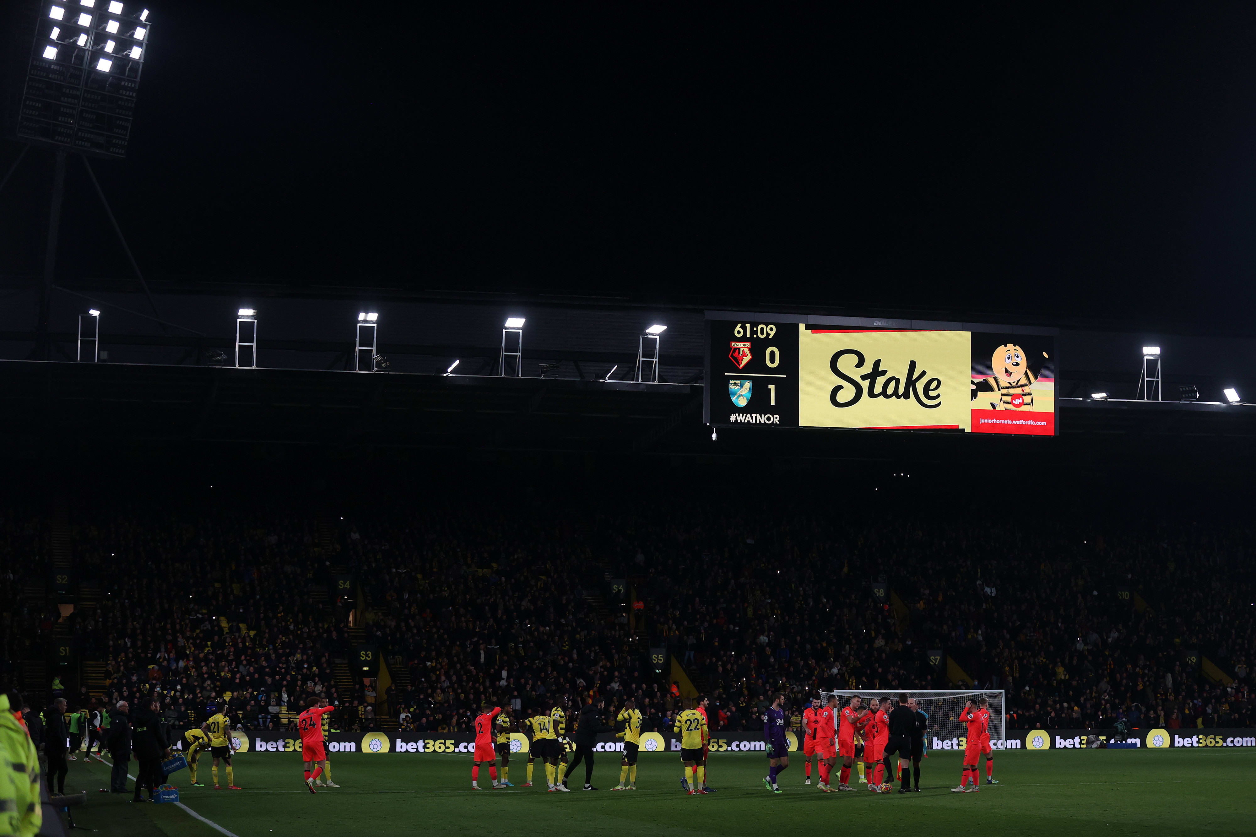 הפסקת חשמל במשחק בין ווטפורד לבין נוריץ'