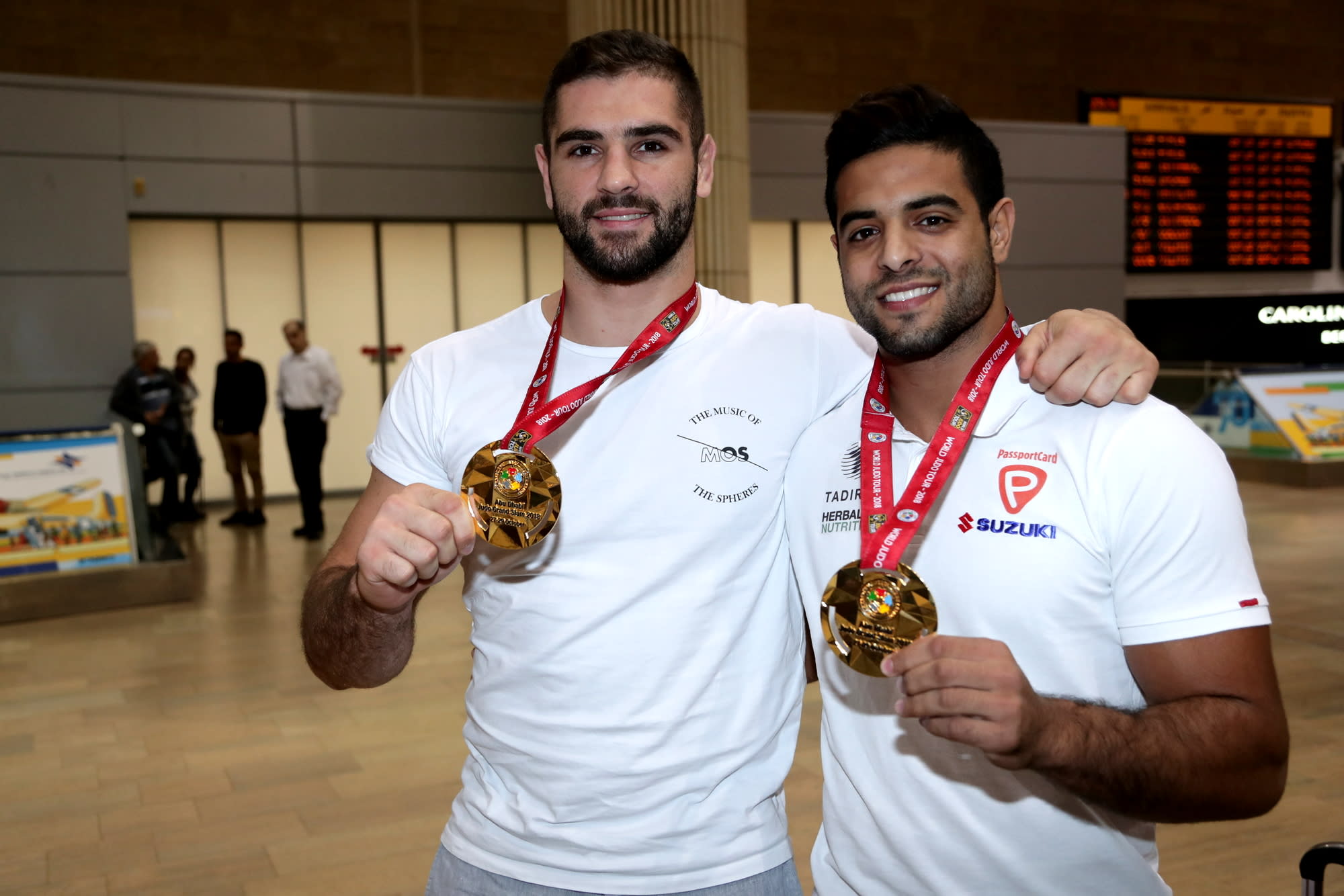 שגיא מוקי, פיטר פלצ'יק עם מדליות הזהב מגרנד סלאם אבו דאבי, ג'ודו