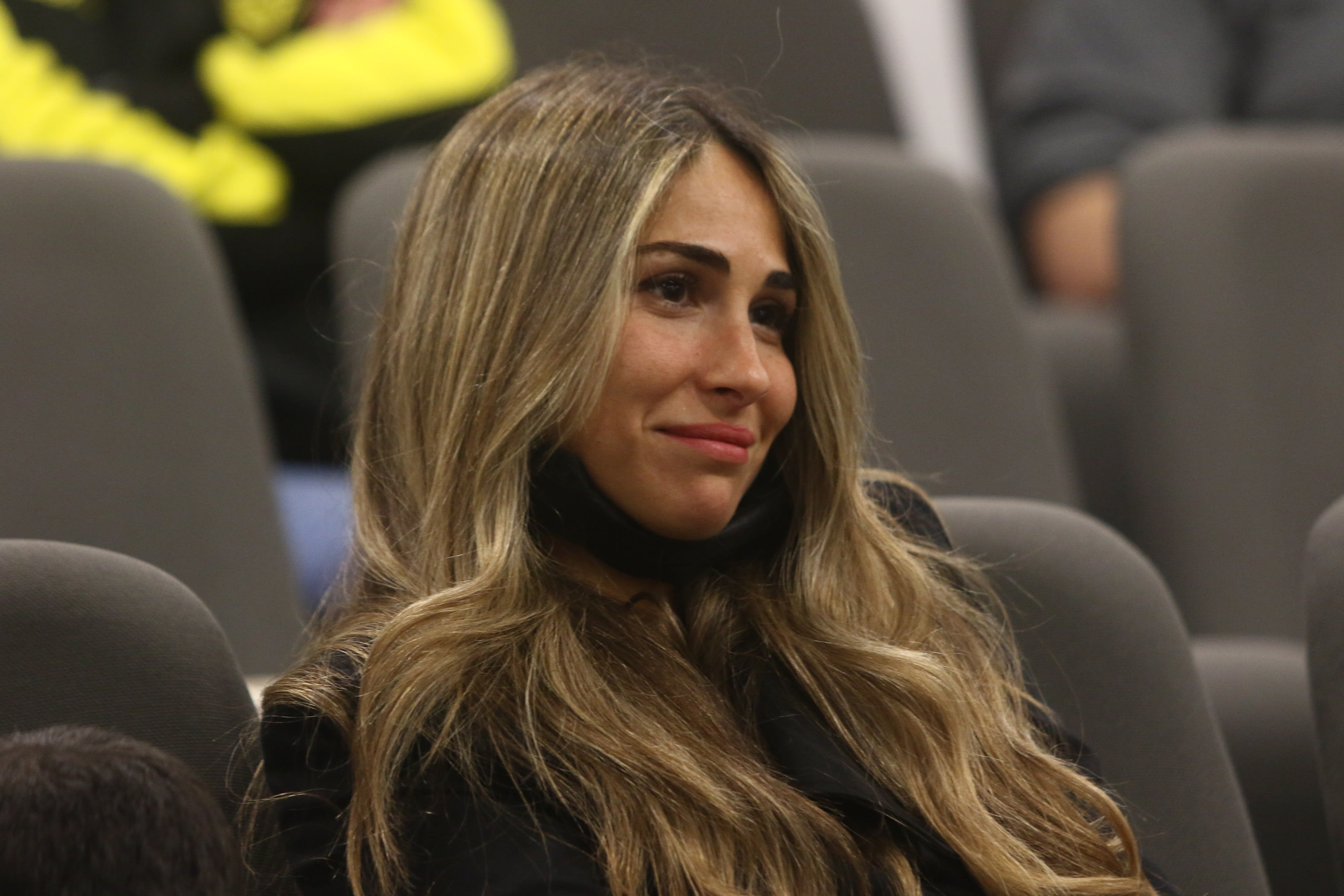 Almog Cohen's wife Gal at the press conference where he announced his retirement