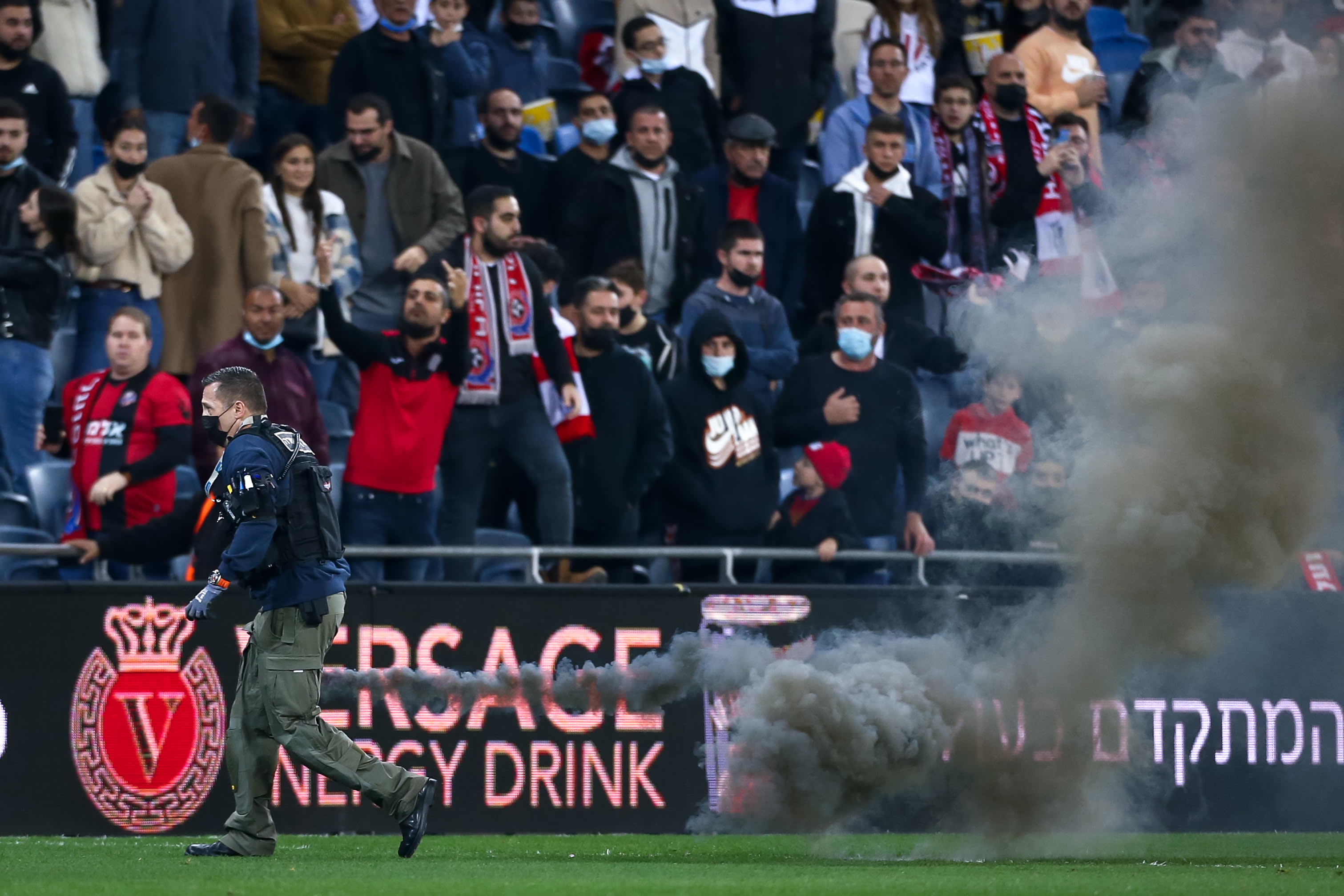 Smoke grenade in the Haifa derby, Hapoel Haifa fans