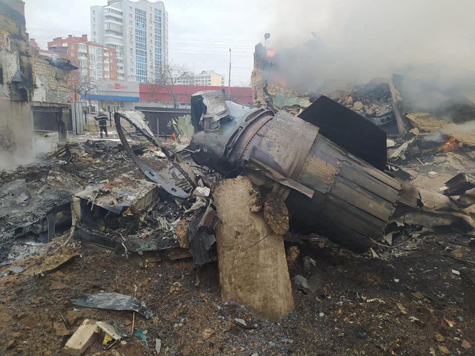 נזקי הפלת מטוס קרב רוסי בצ'רנייב, אוקריאנה 5 במרץ 2022