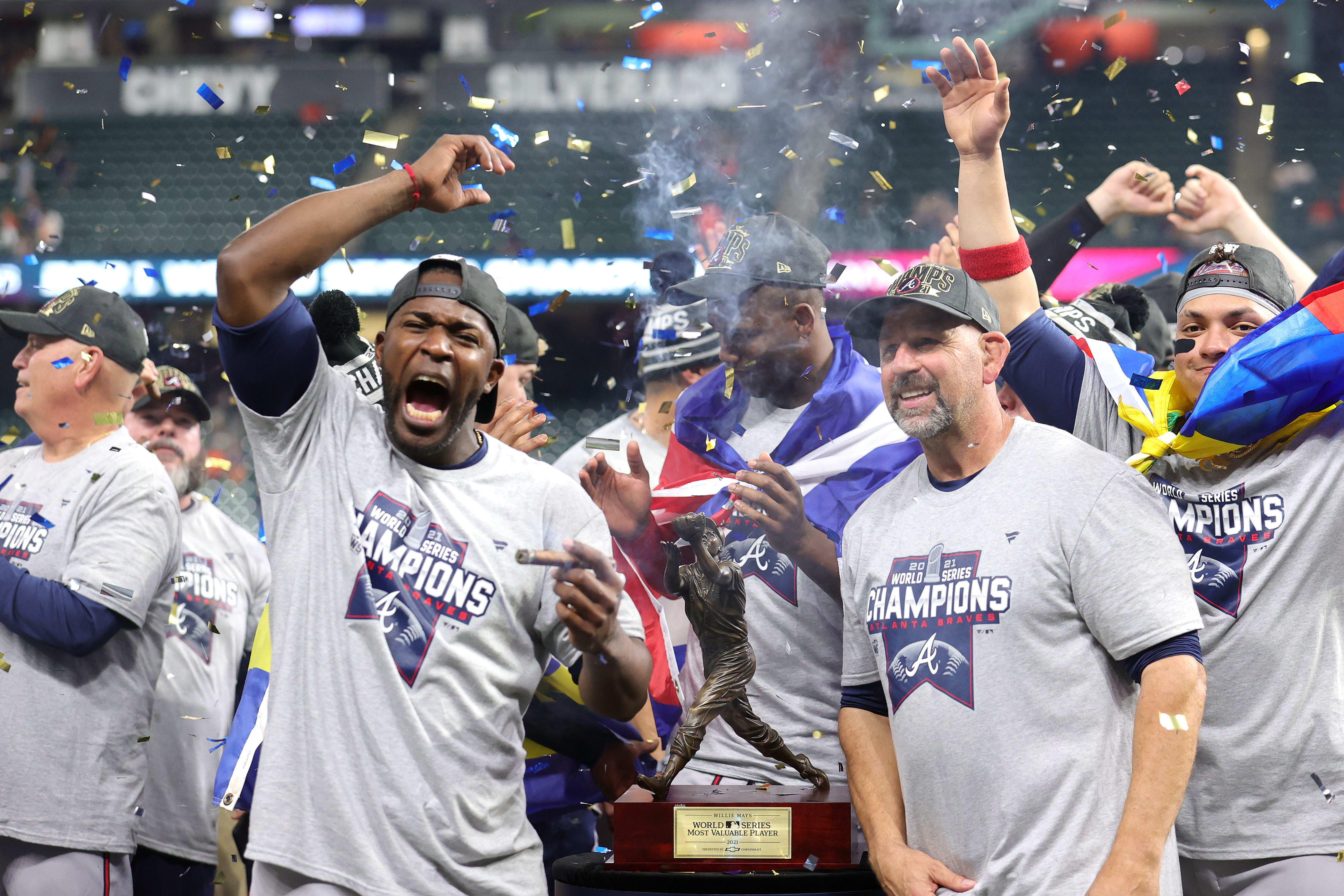 שחקני אטלנטה ברייבס חוגגים זכייה בוורלד סירייס
