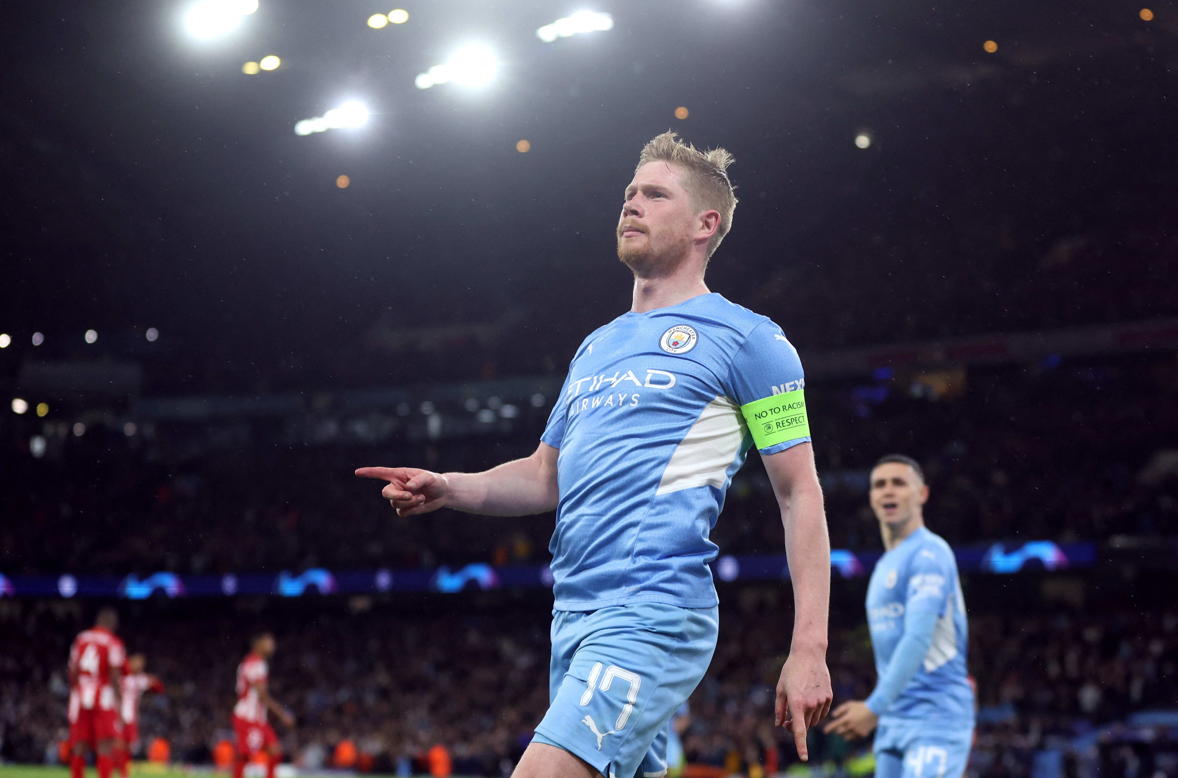 קווין דה בראונה שחקן מנצ'סטר סיטי חוגג שער