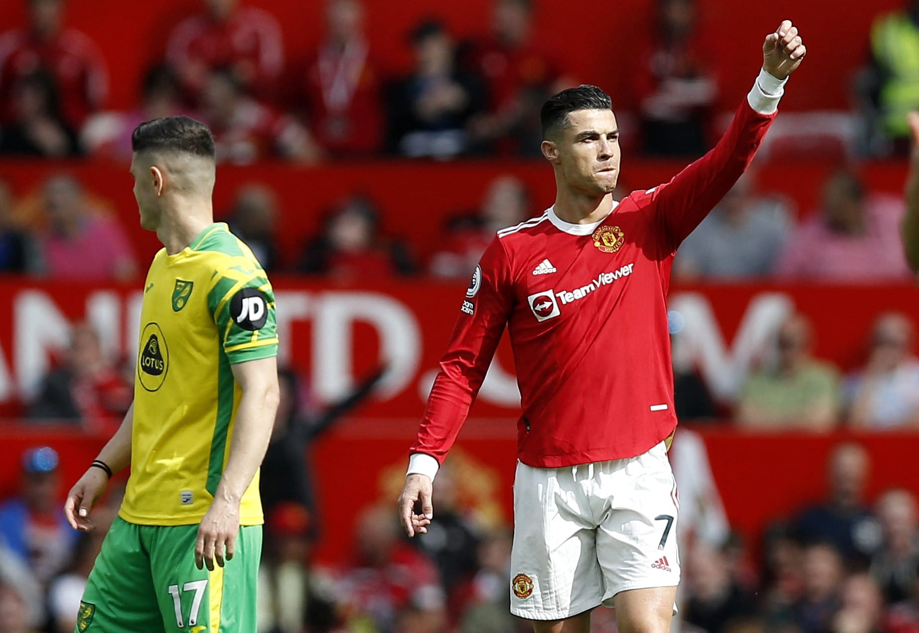 Manchester United player Cristiano Ronaldo celebrates goal