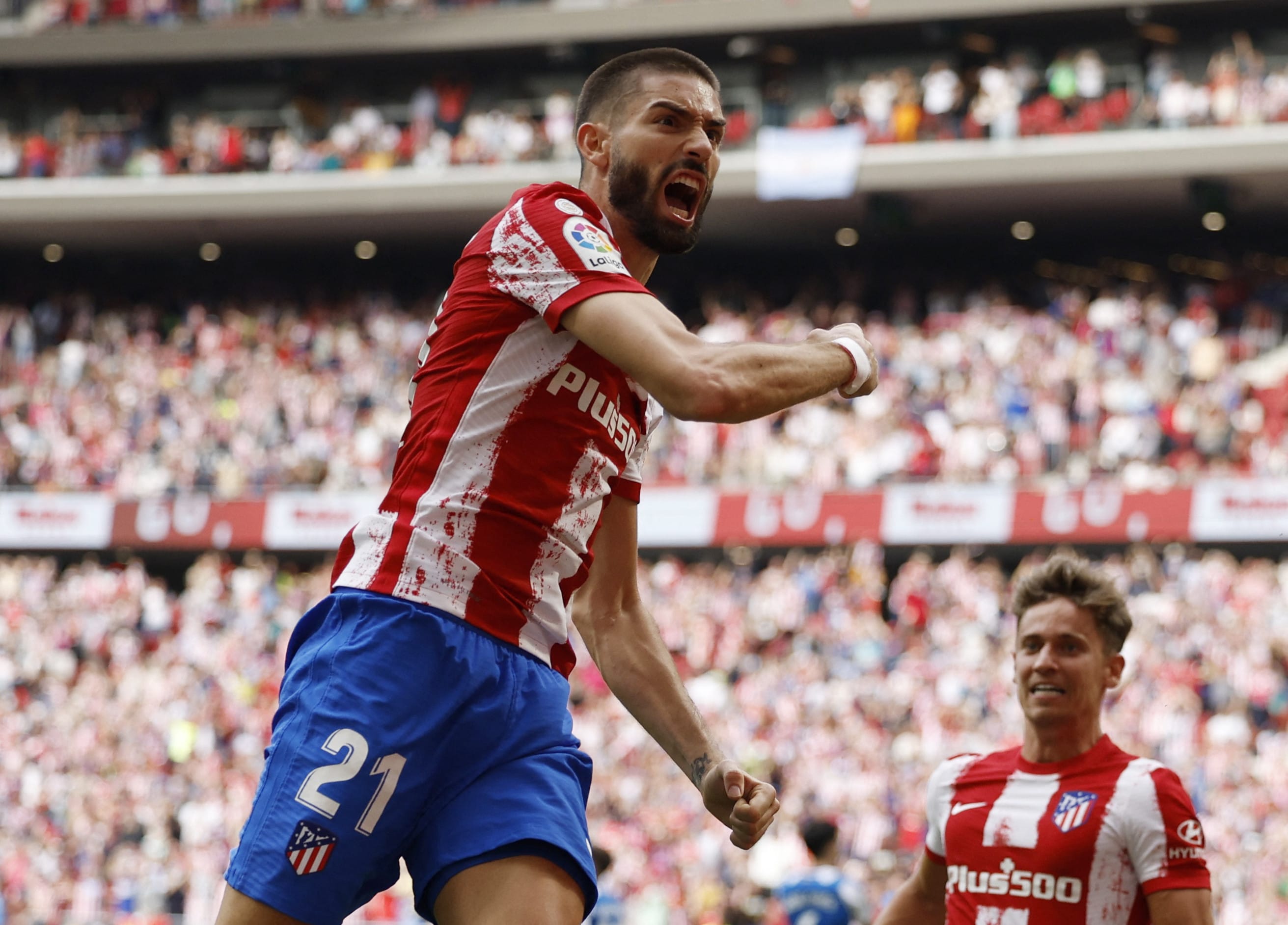 יאניק קראסקו שחקן אתלטיקו מדריד חוגג שער