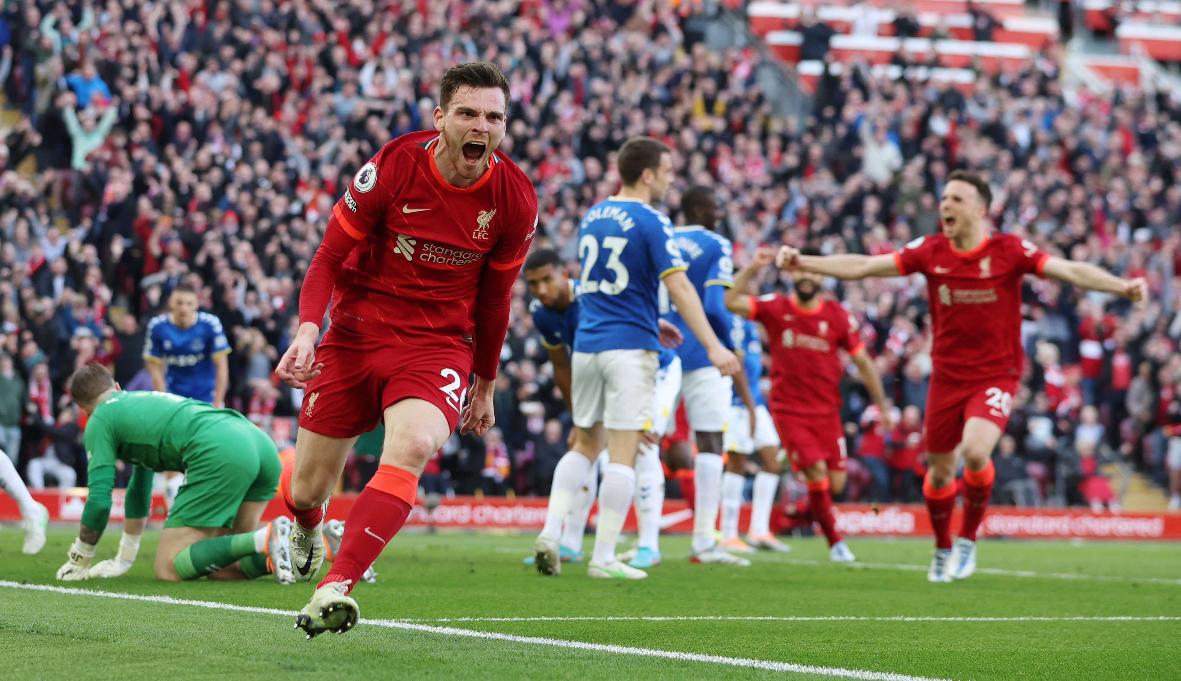 אנדי רוברטסון חוגג שער לזכות ליברפול מול אברטון