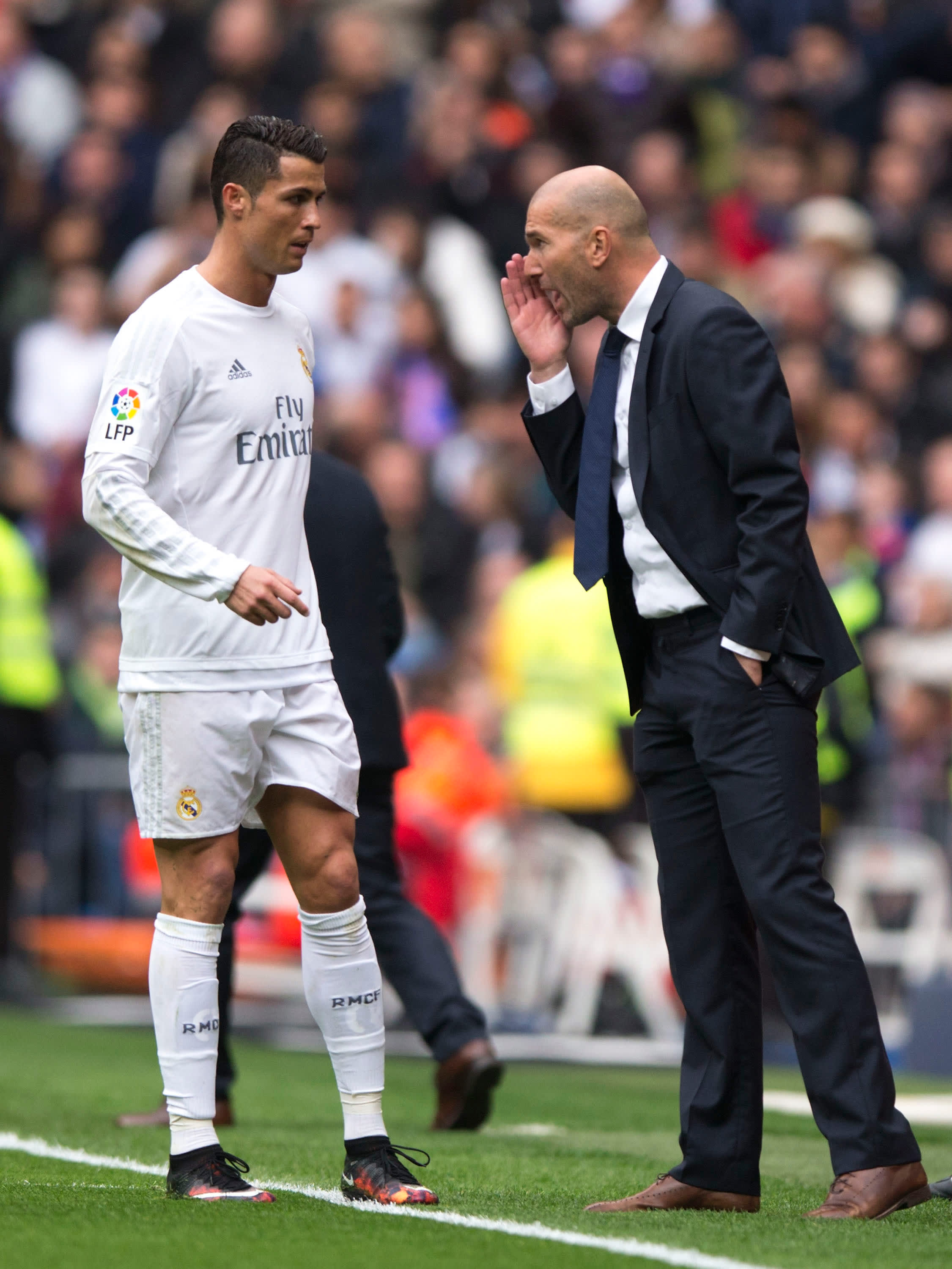 מאמן ריאל מדריד, זינדין זידאן, עם כריסטיאנו רונאלדו