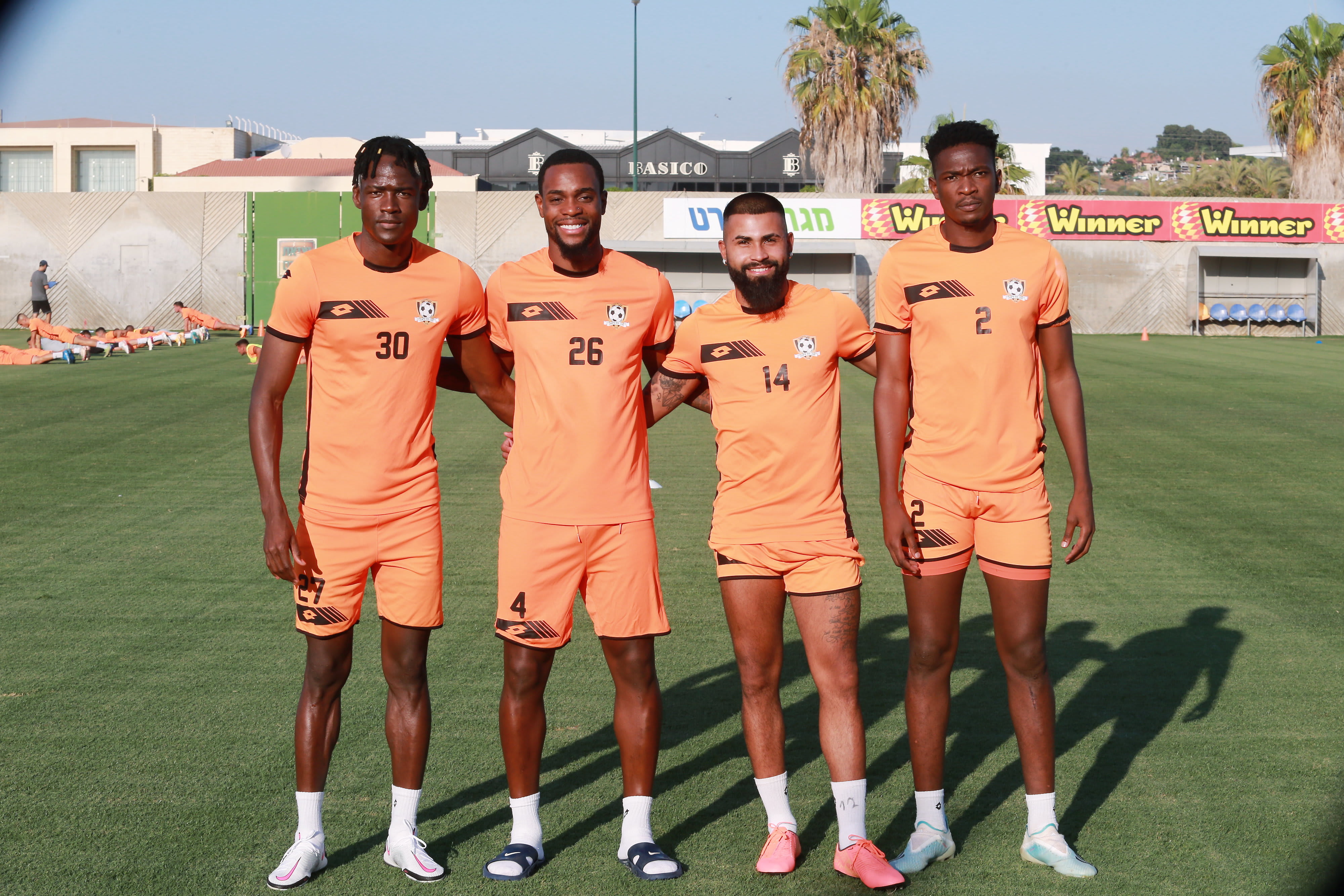 הזרים החדשים של סקציה נס ציונה: ג'ונסטון אומורווה (מימין), ארי מורה, אנז' פרדי פלומן, לנסינט סידיבה