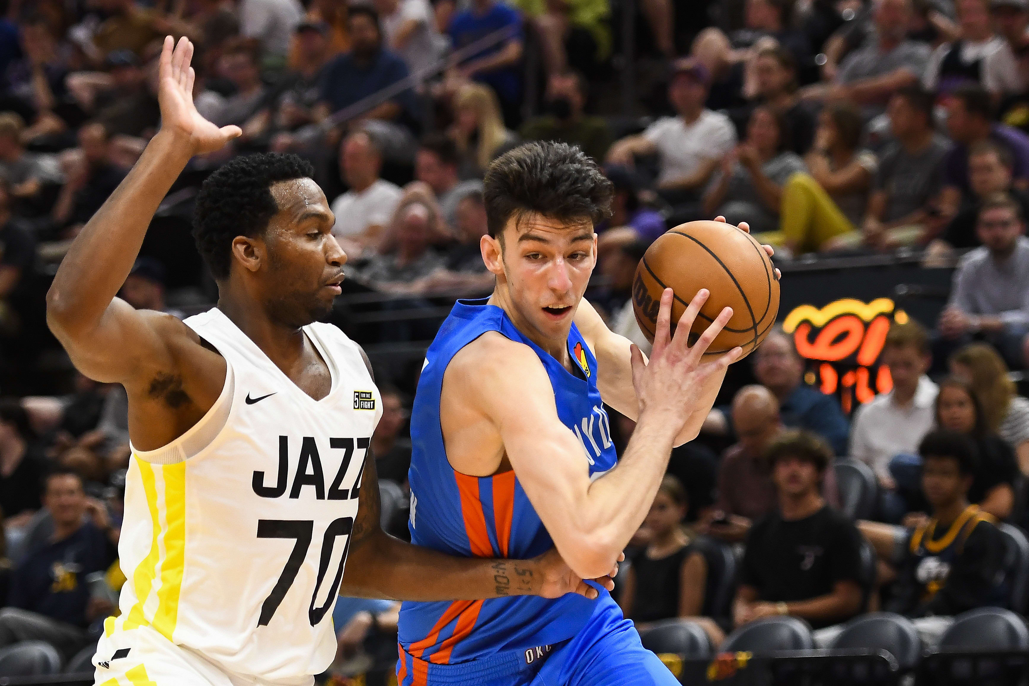 צ'ט הולמגרן, אוקלהומה סיטי ת'אנדר, מול ויק לואו, יוטה ג'אז