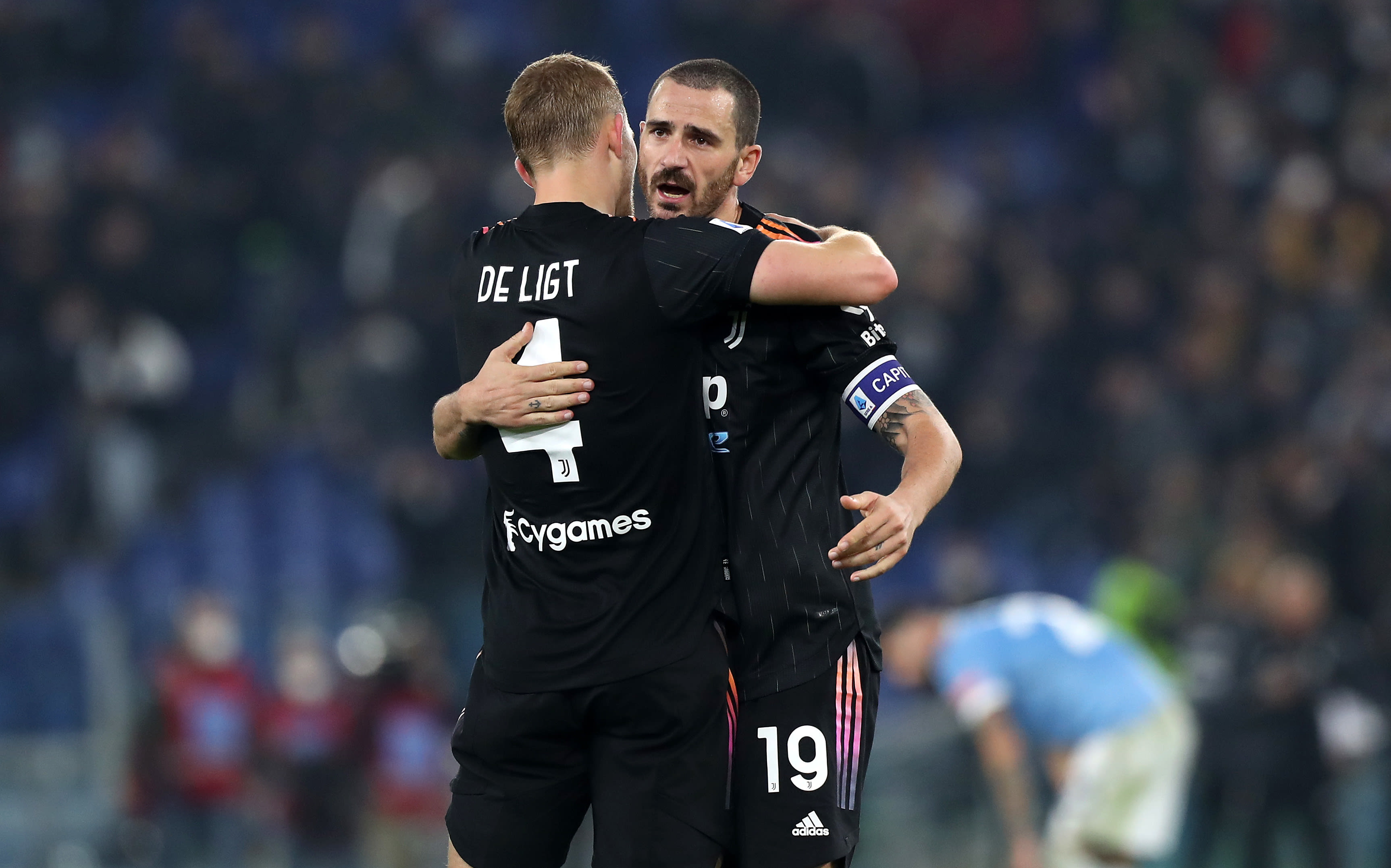 Juventus player Leonardo Bonucci with Matthias de Licht