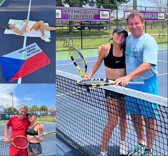 הטניסאית הצ'כית שרה ביילק עם אביה ומאמנה, בתמונות מתוך חשבון האינסטגרם שלה