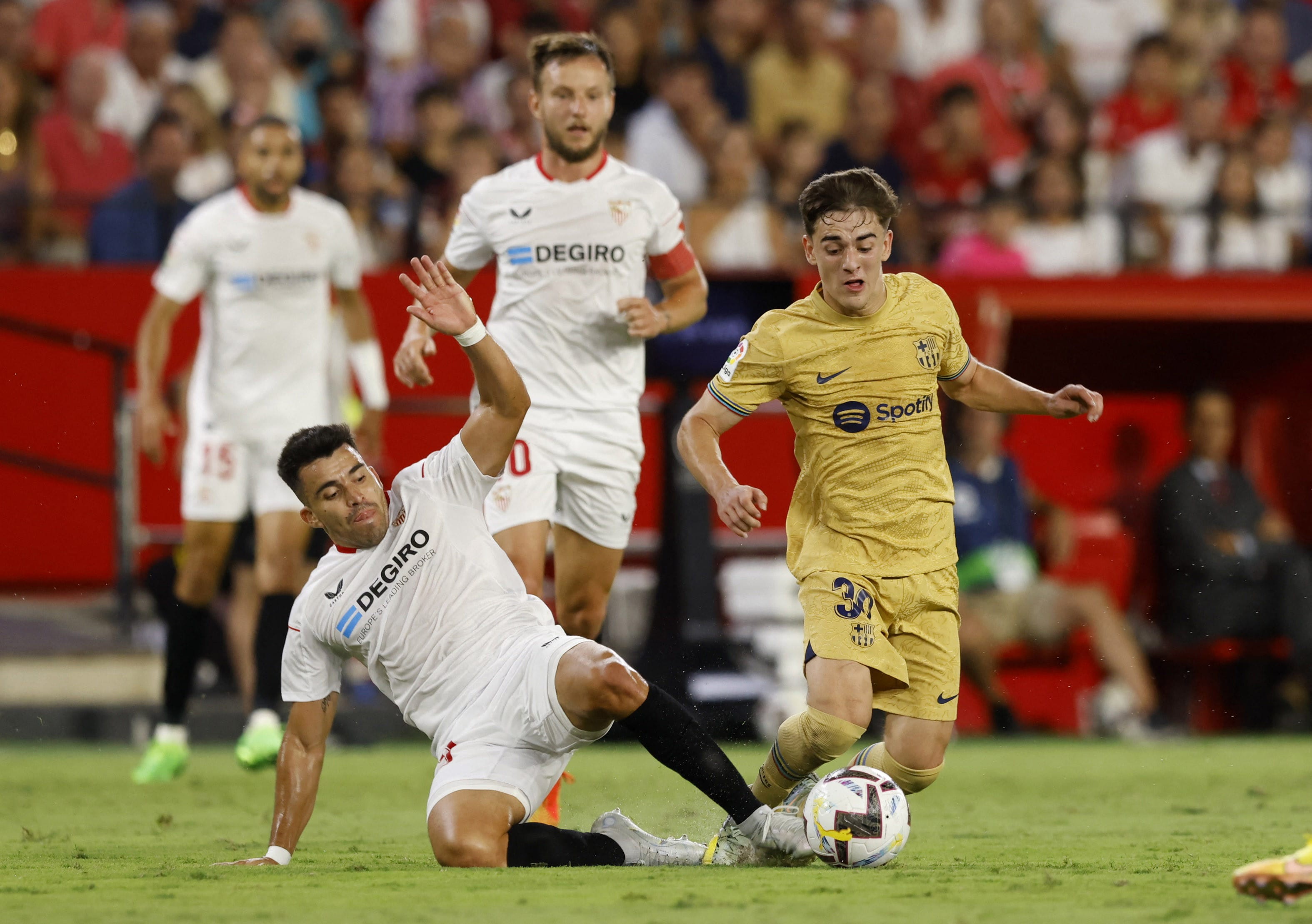 Gabi, Barcelona midfielder, against Sevilla