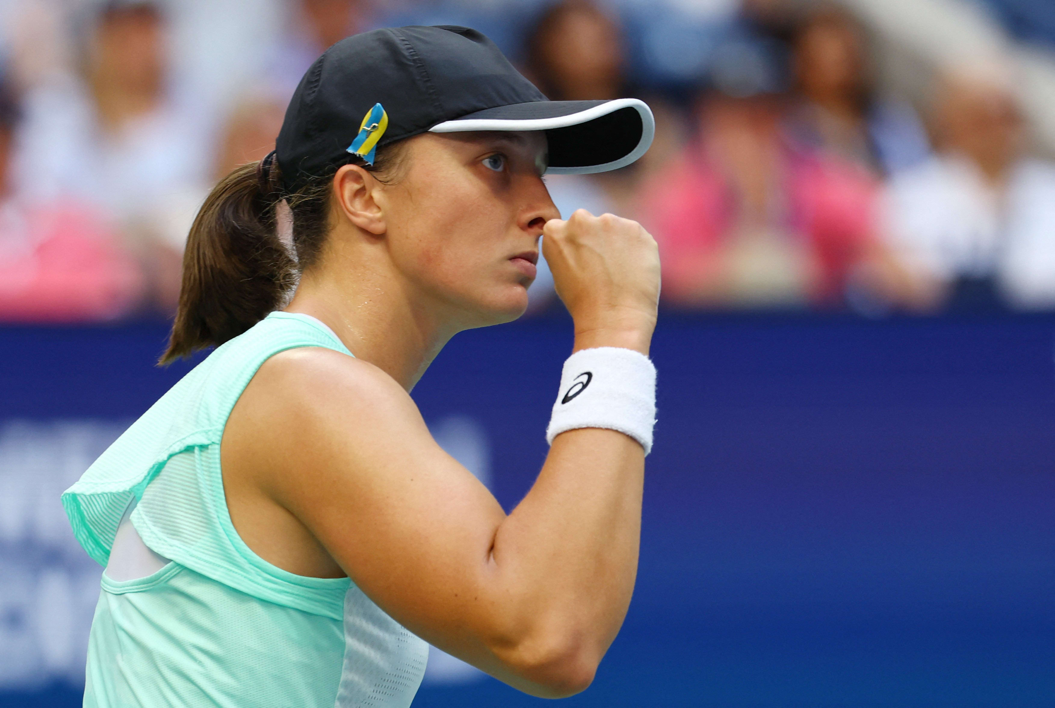 הטניסאית הפולנייה איגה שביונטק במהלך גמר אליפות ארה"ב