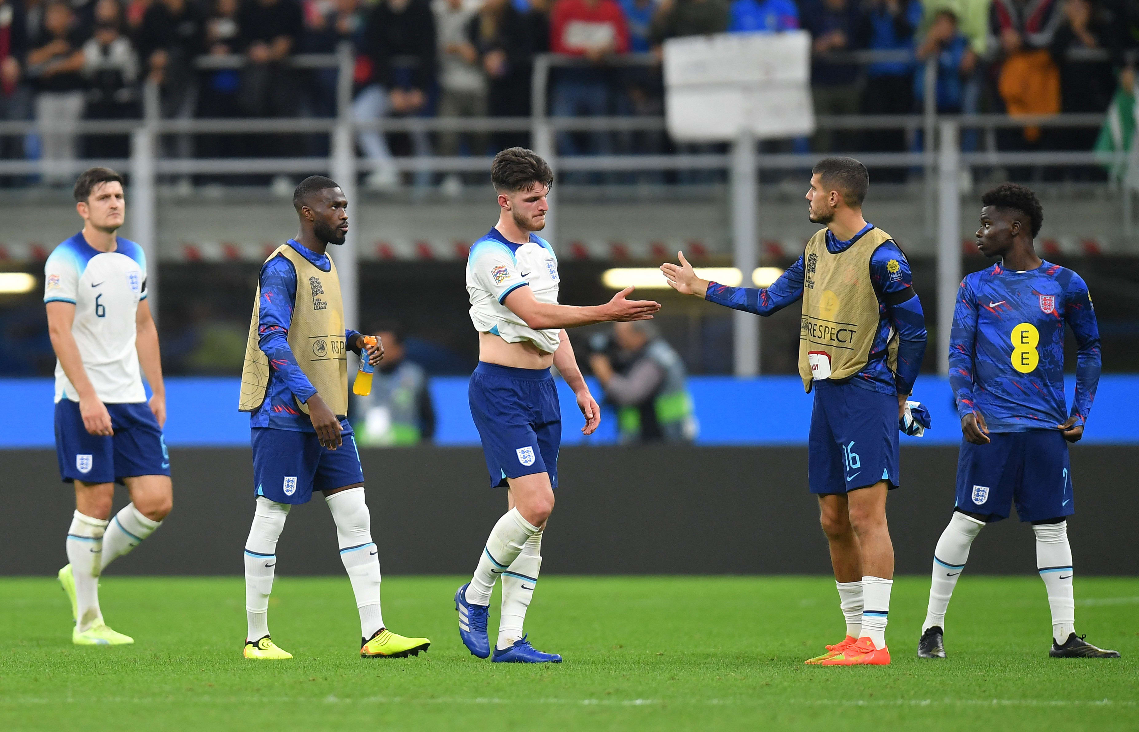 דקלן רייס ושחקני נבחרת אנגליה מאוכזבים אחרי עוד הפסד בליגת האומות