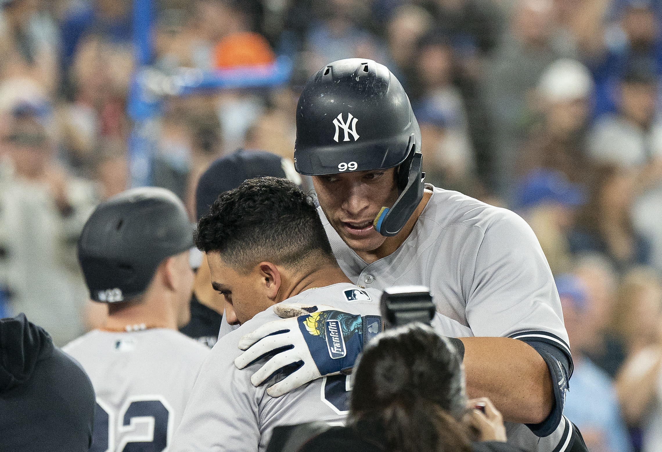 שחקן ניו יורק יאנקיז ארון ג'אדג' אחרי שהכה הומראן 61 העונה