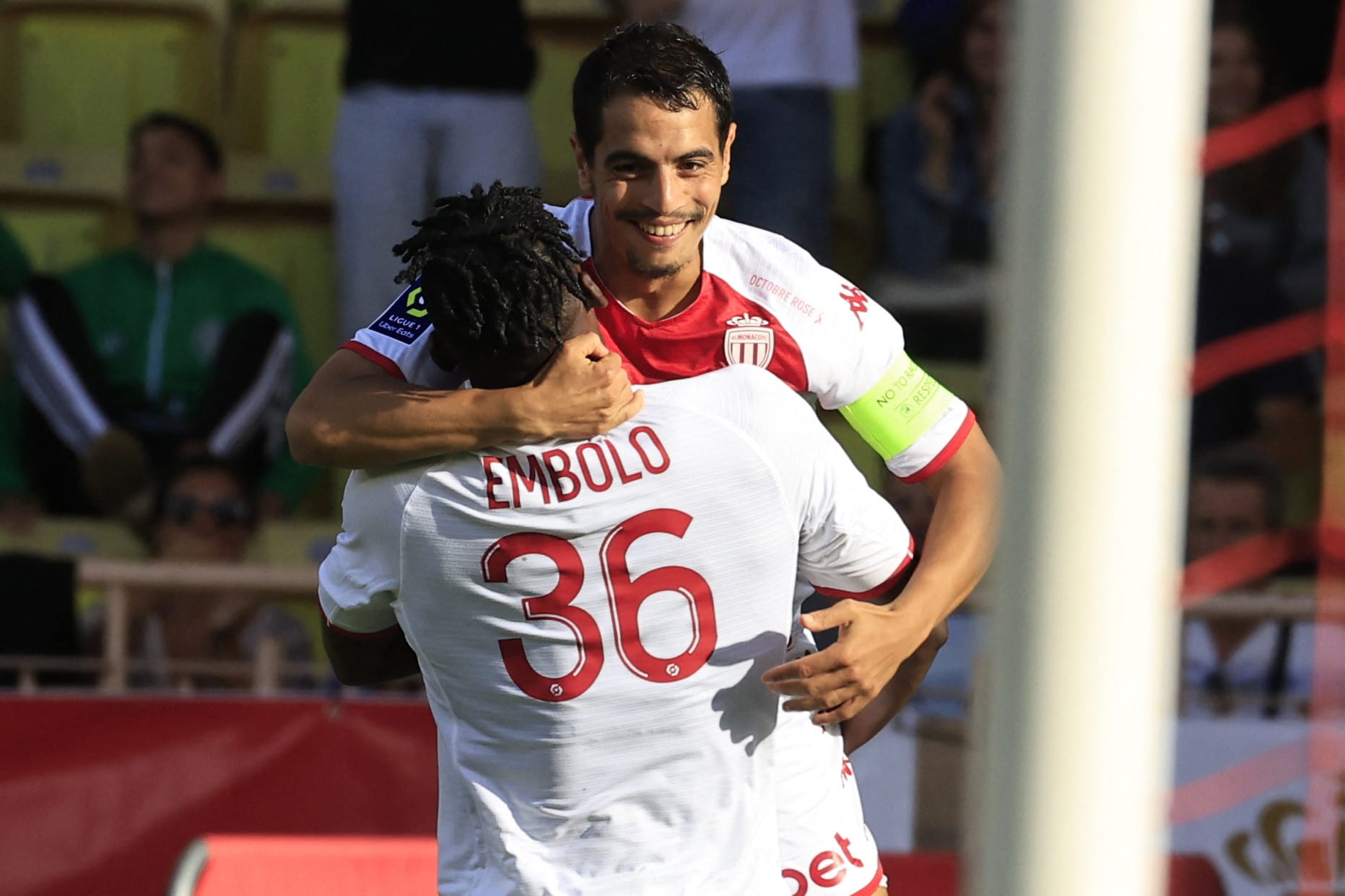 Wissam Ben Yader with Berel Ambolo Monaco players