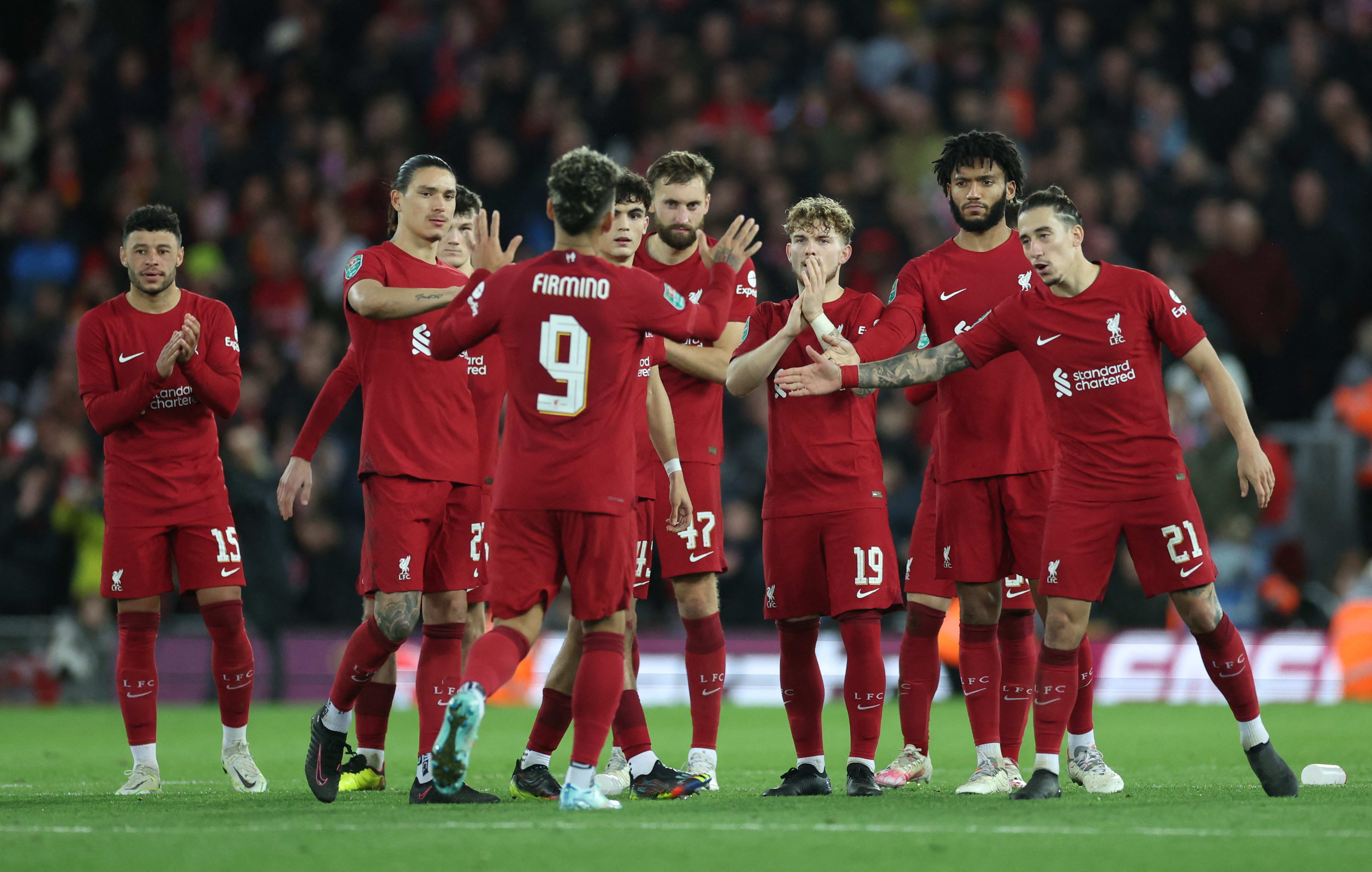 Liverpool players celebrate