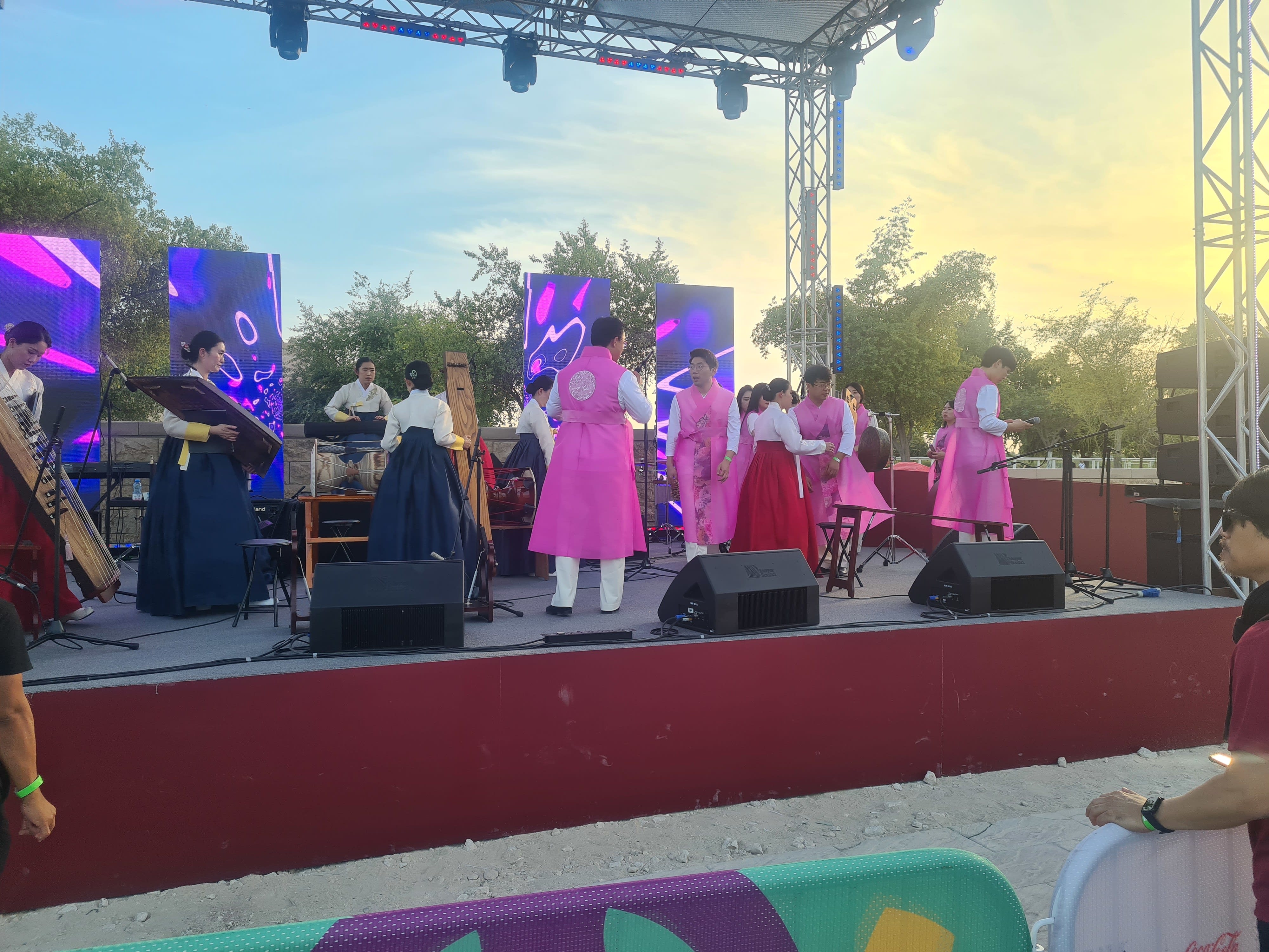 A band outside the stadium in Qatar