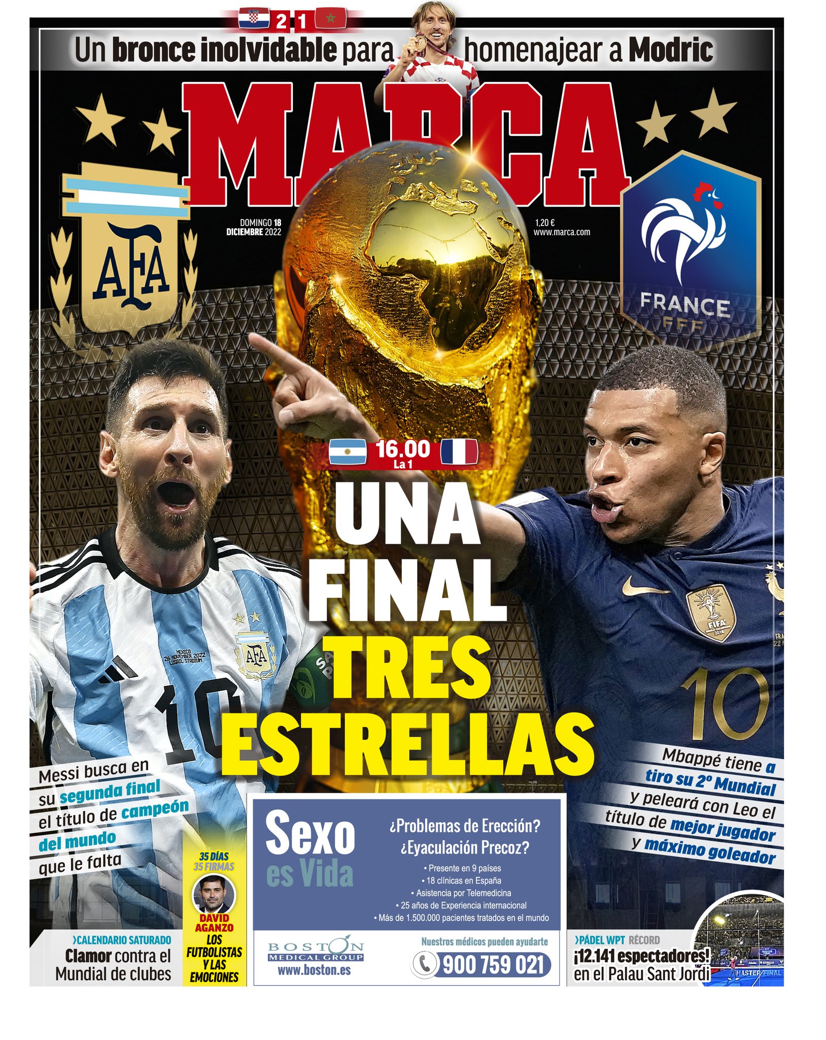 שער "מארקה" לקראת גמר המונדיאל צרפת - ארגנטינה