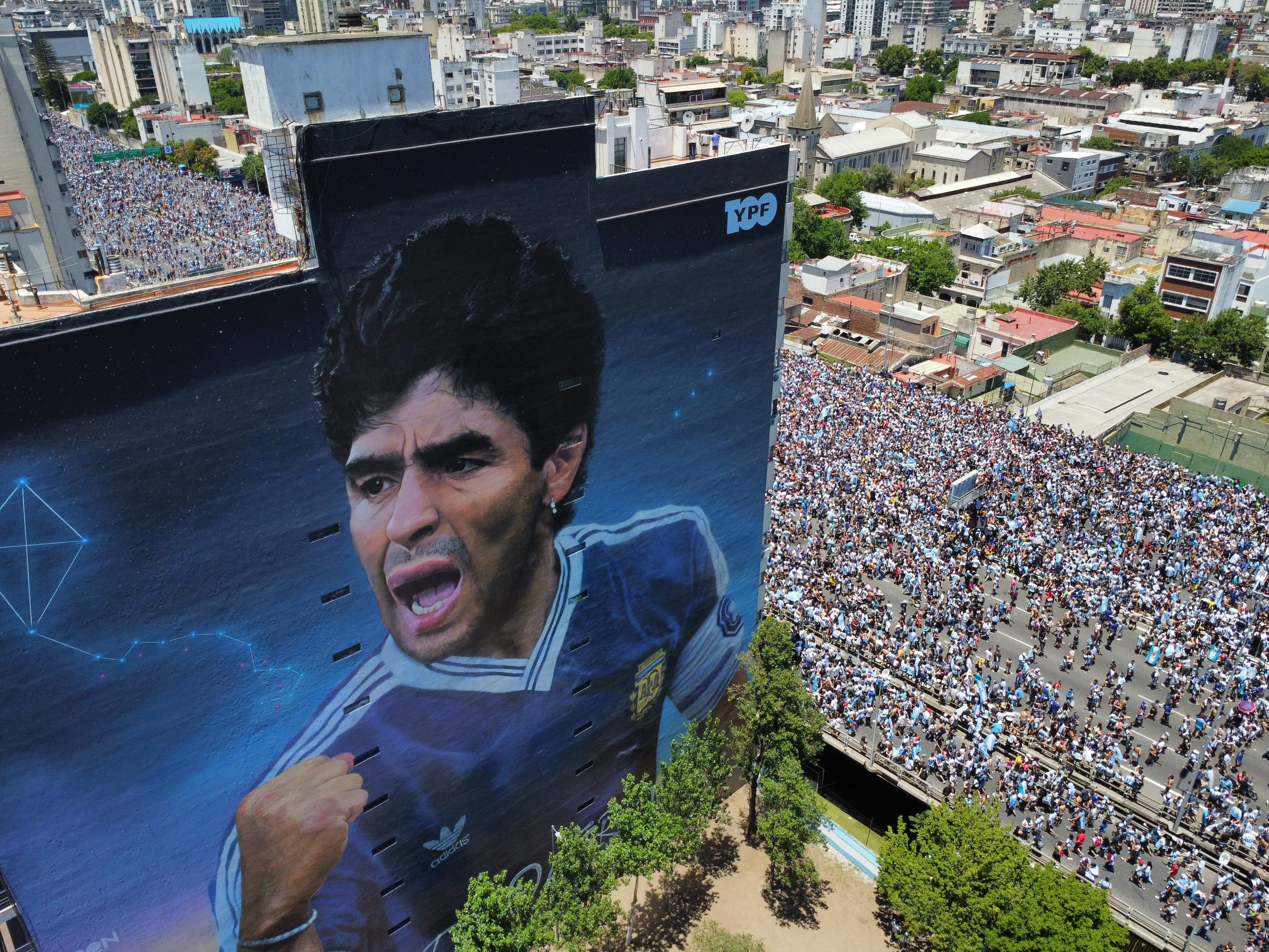 תמונתו של דייגו מראדונה במצעד נבחרת ארגנטינה