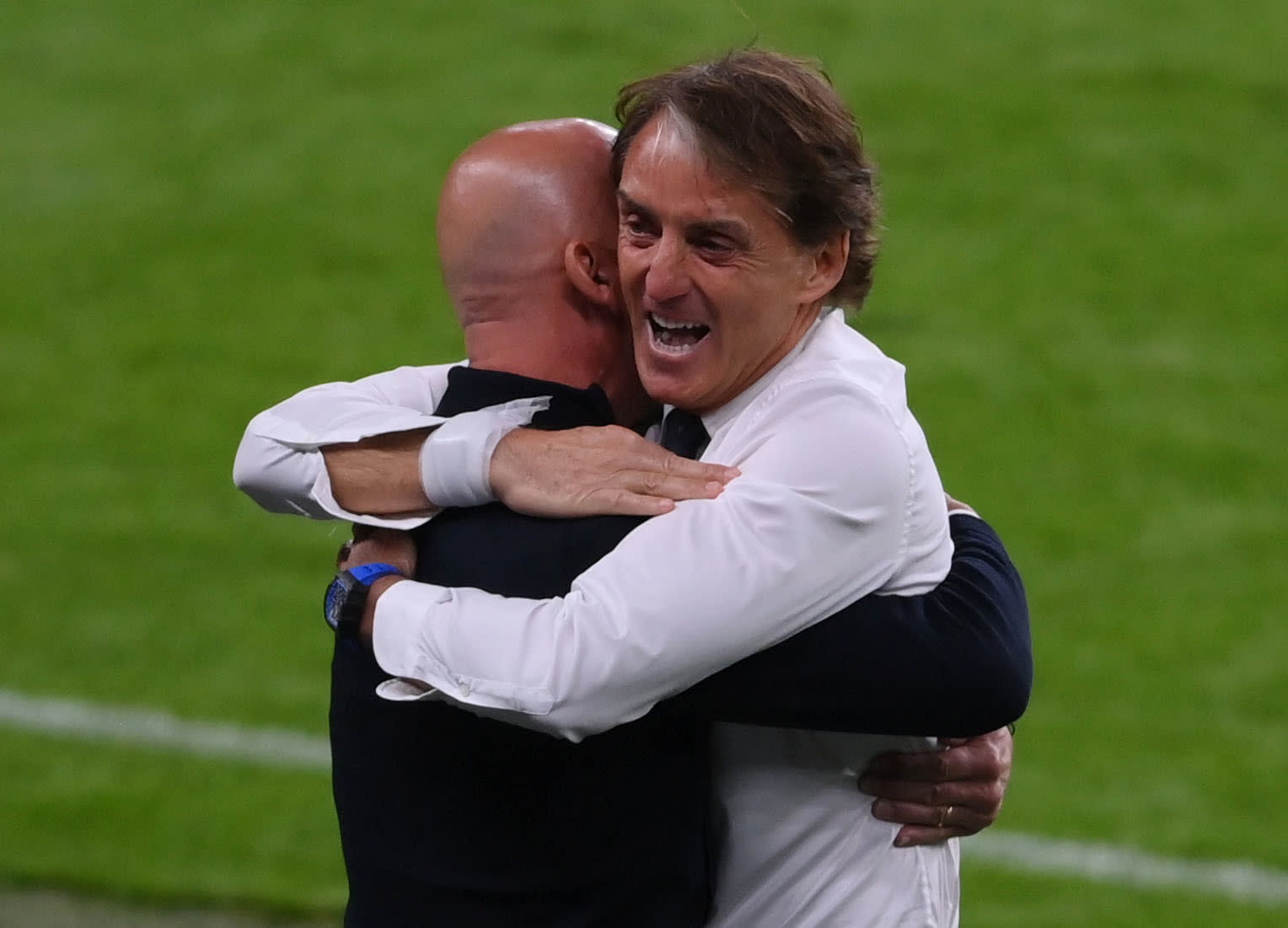 רוברטו מאנצ'יני מאמן נבחרת איטליה עם ג'אנלוקה ויאלי