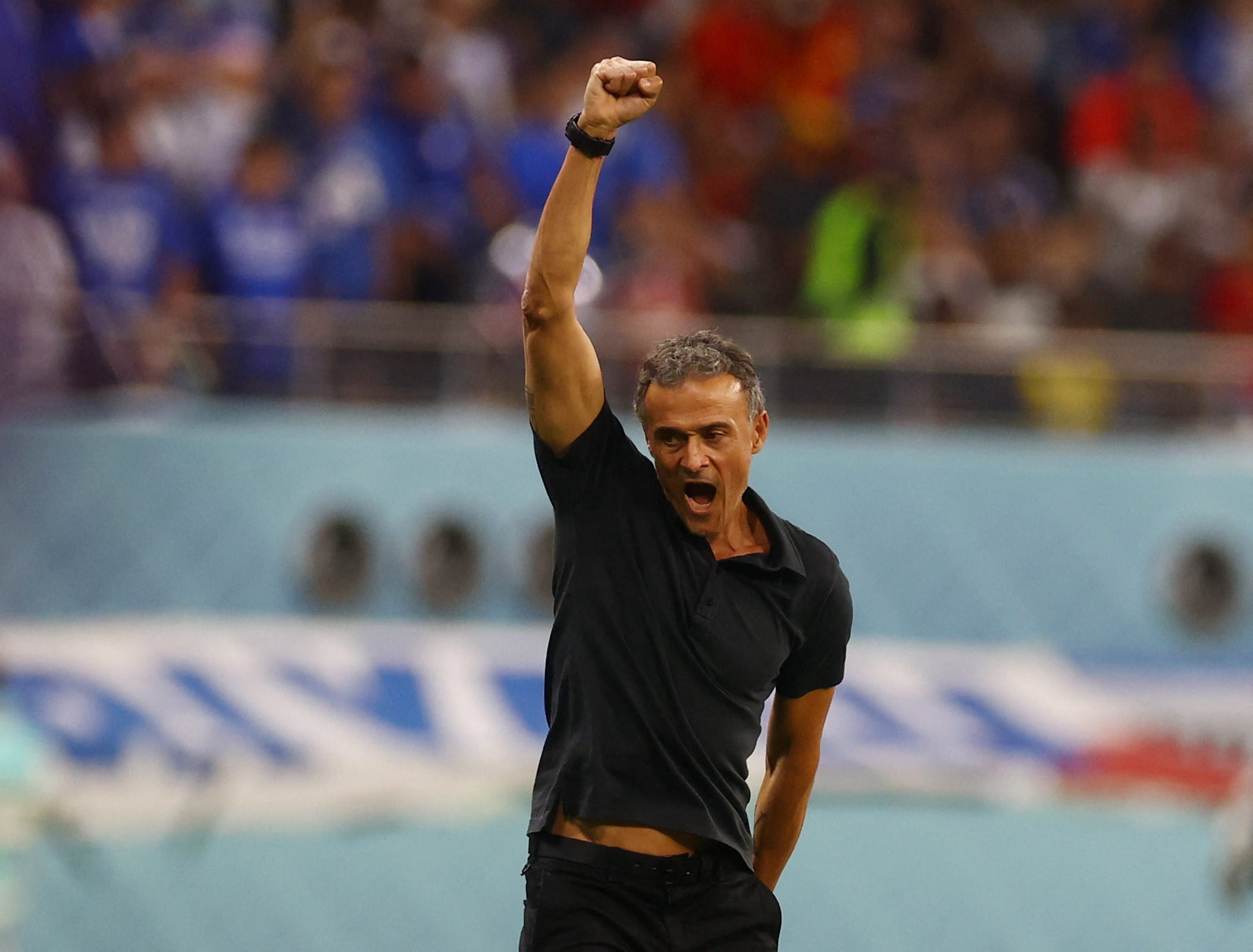 לואיס אנריקה, מאמן נבחרת ספרד חוגג