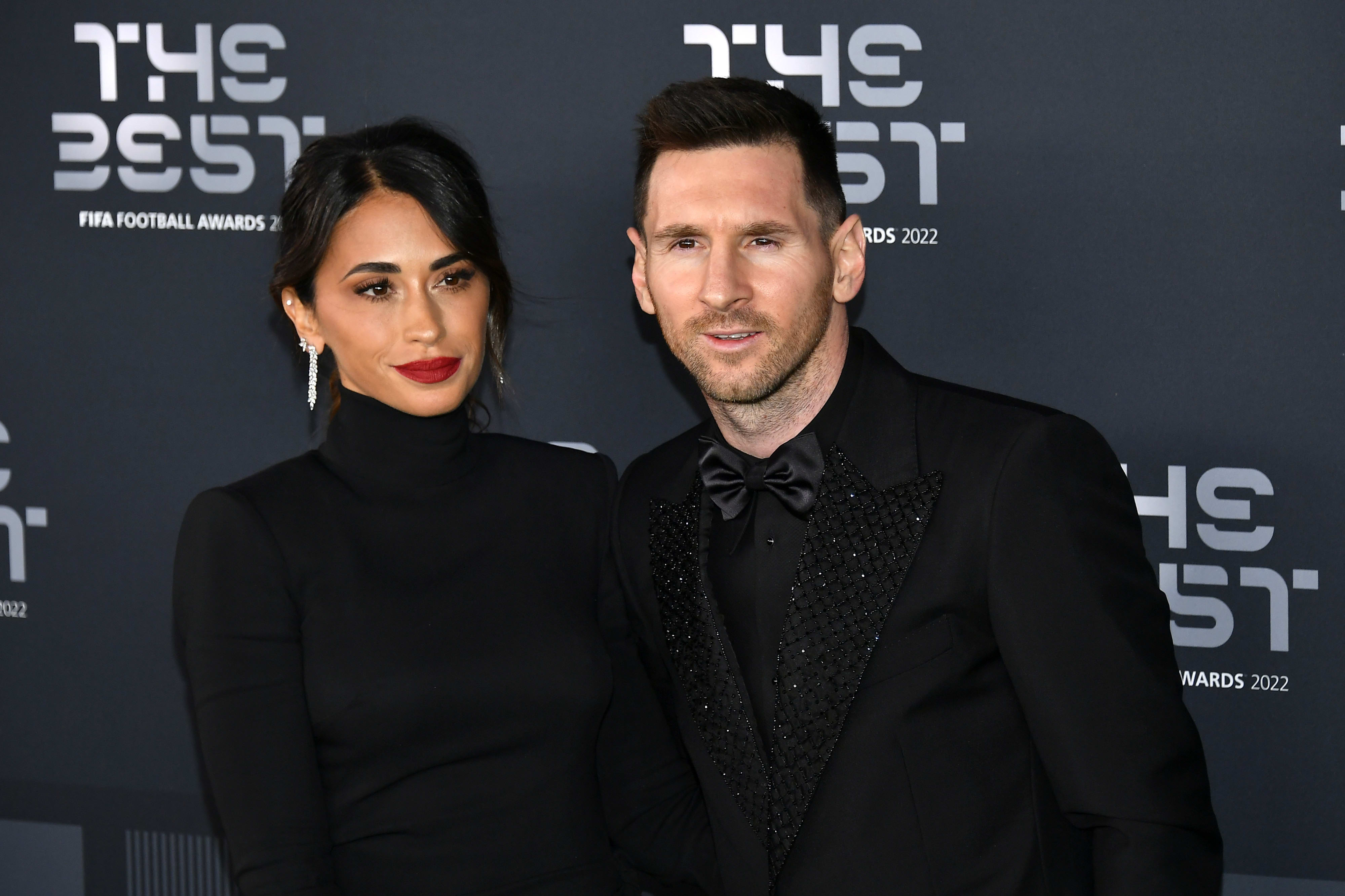 Paris Saint-Germain player Lionel Messi with his wife Antonella