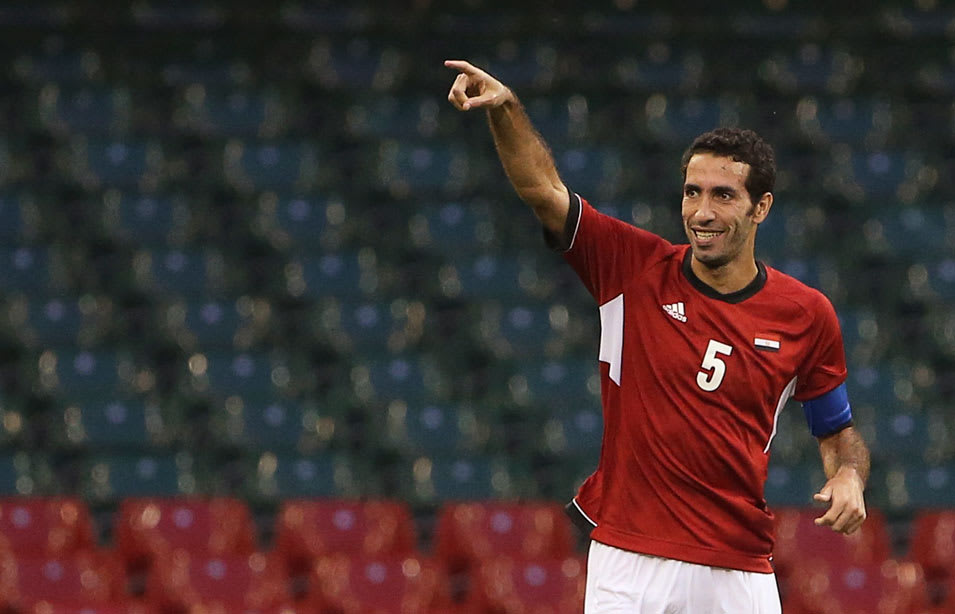 קפטן נבחרת מצרים מוחמד אבו טריקה חוגג שער