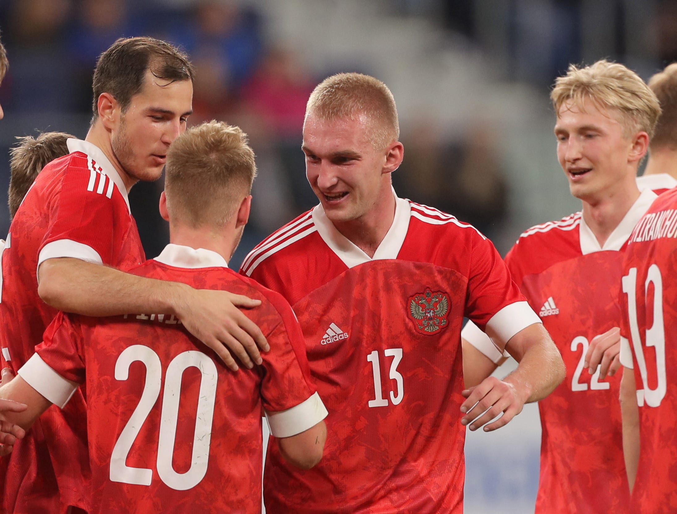 שחקני נבחרת רוסיה חוגגים