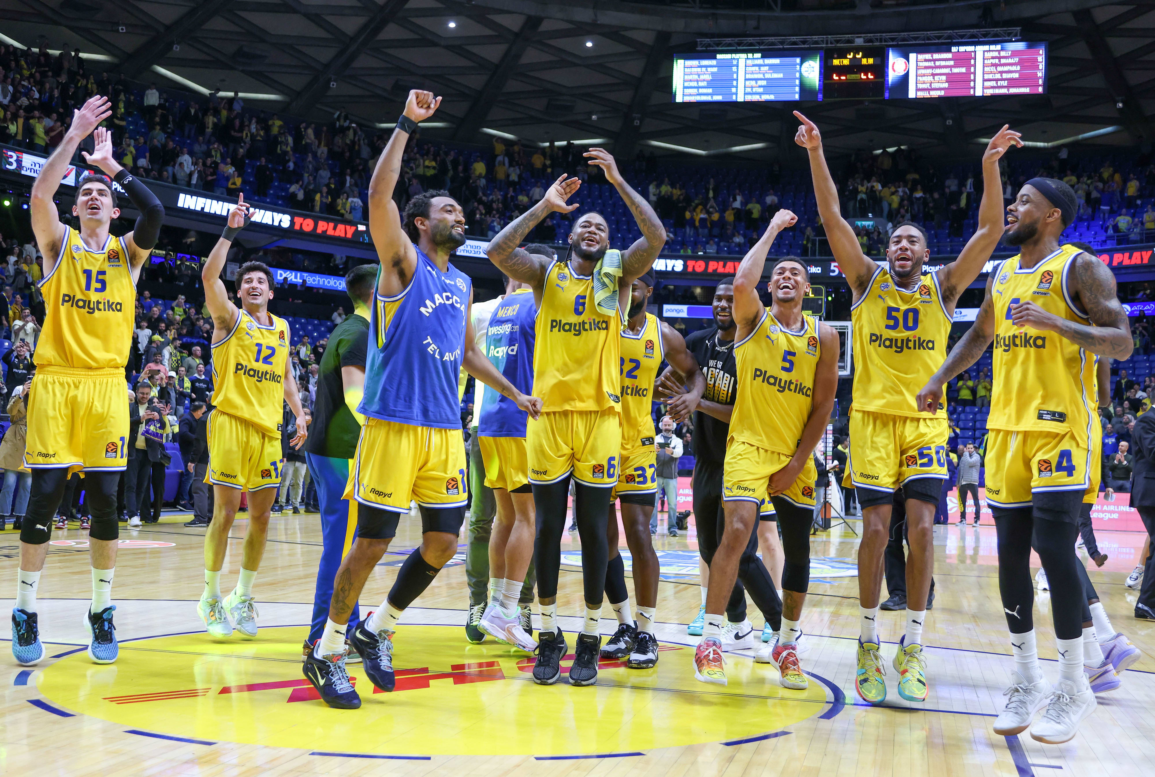 שחקני מכבי תל אביב חוגגים