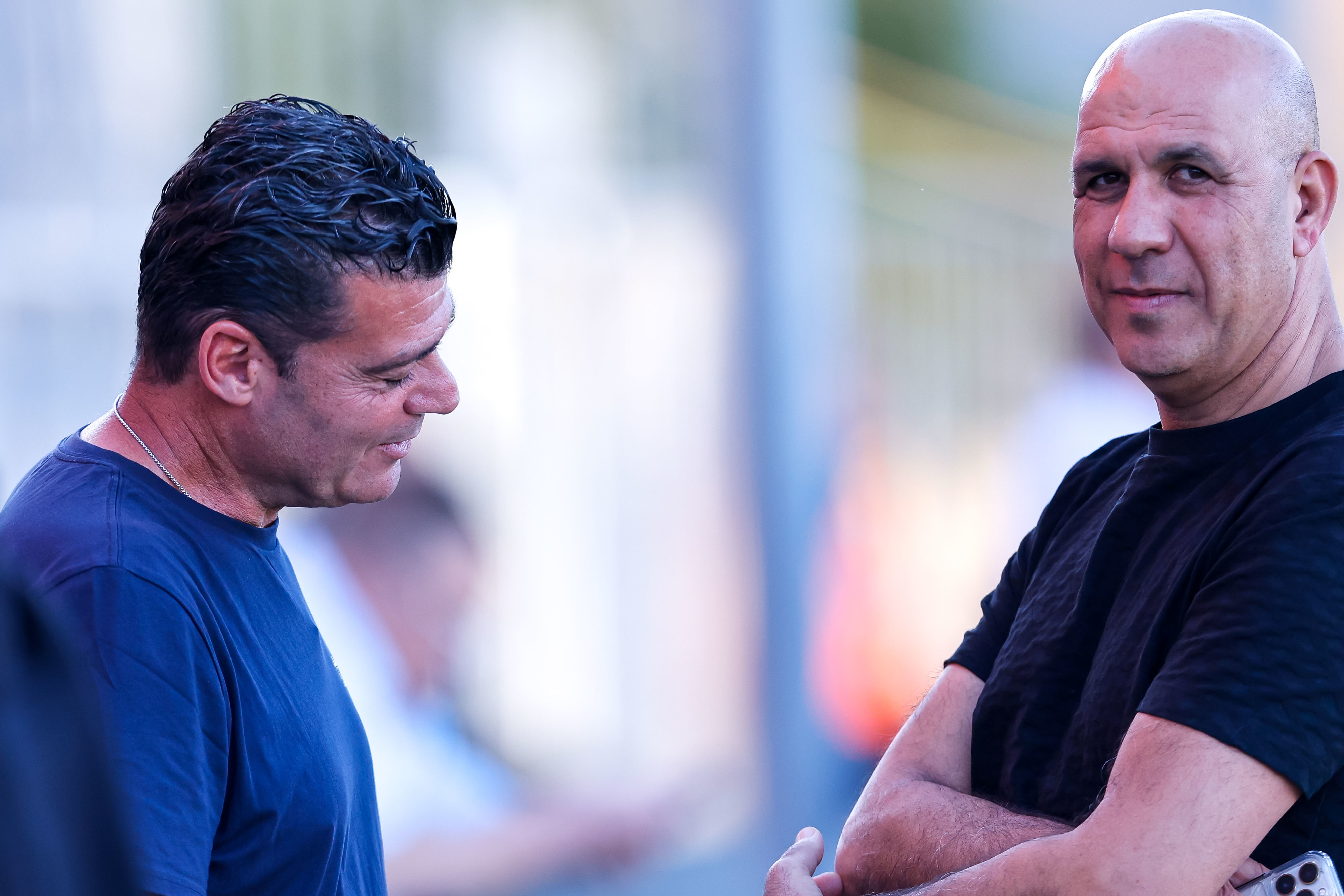 חאלד דוכי מנכ"ל בני סכנין עם ניסו אביטן מאמן הפועל חדרה