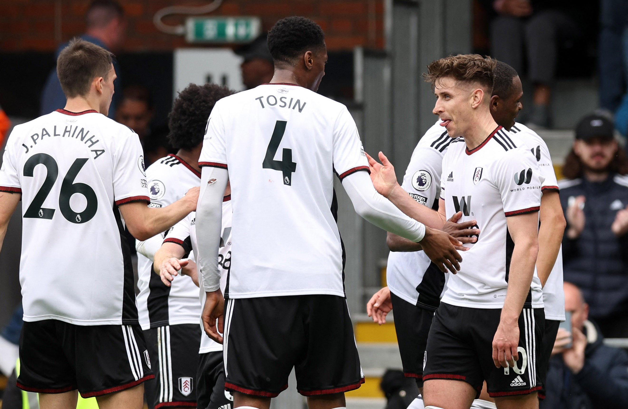 שחקני פולהאם חוגגים עם טום קיירני