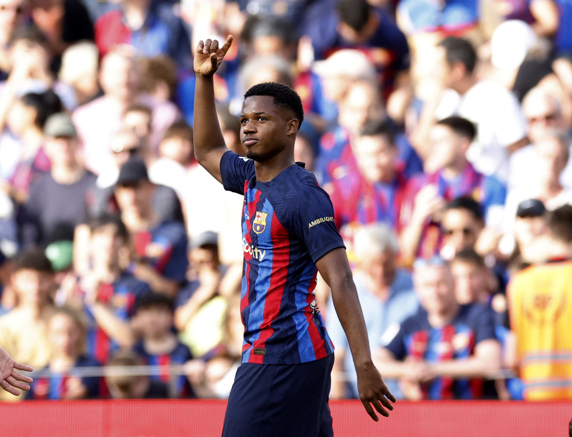 אנסו פאטי, שחקן ברצלונה חוגג