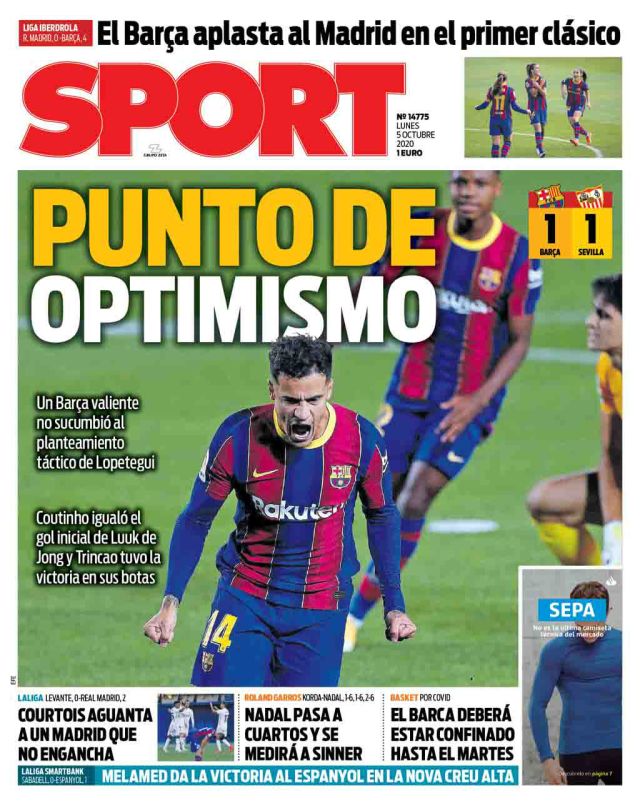 פיליפה קוטיניו על שער "ספורט"