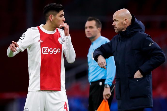 מאמן אייאקס, אריק טן האח, עם שחקן הקבוצה אדסון אלברס