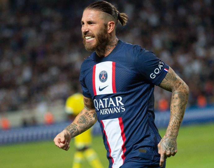 שחקן פריז סן ז'רמן סרחיו ראמוס חוגג שער