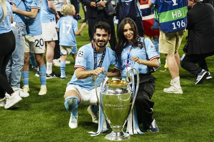 אילקאי גונדואן ואשתו אחרי הזכייה של מנצ'סטר סיטי בליגת האלופות