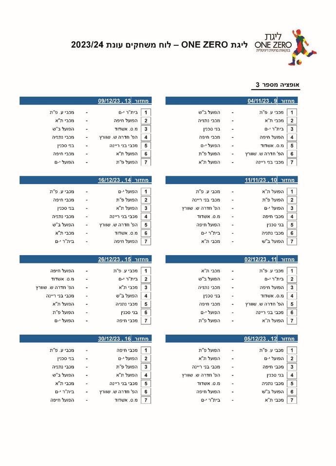 לוח המשחקים לעונת 2023/24, ליגת העל (2)