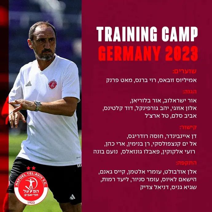 סגל הפועל תל אביב לקראת מחנה האימונים בגרמנהיה, יולי 2023