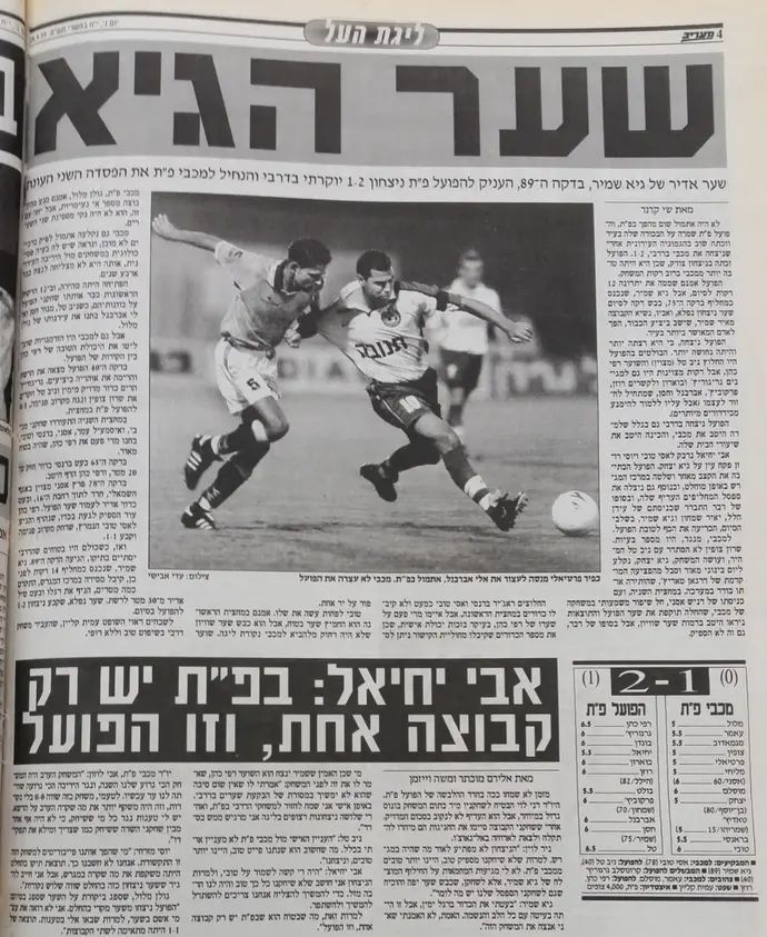 מדור הספורט של מעריב על הדרבי הראשון של פתח תקוה בעונת 1999/00